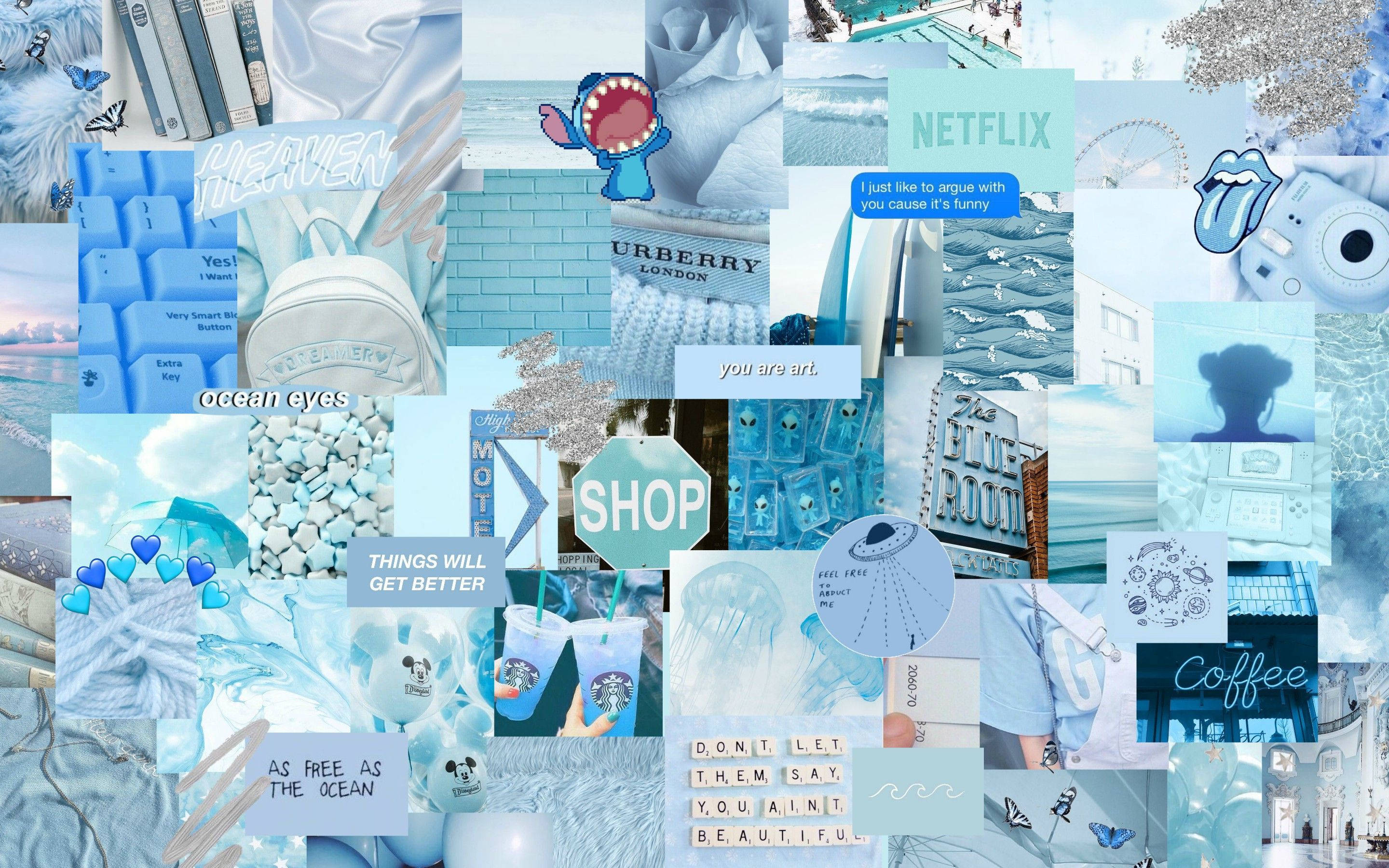 sky blue, ocean-themed items, quotes, 2K Desktop Wallpaper