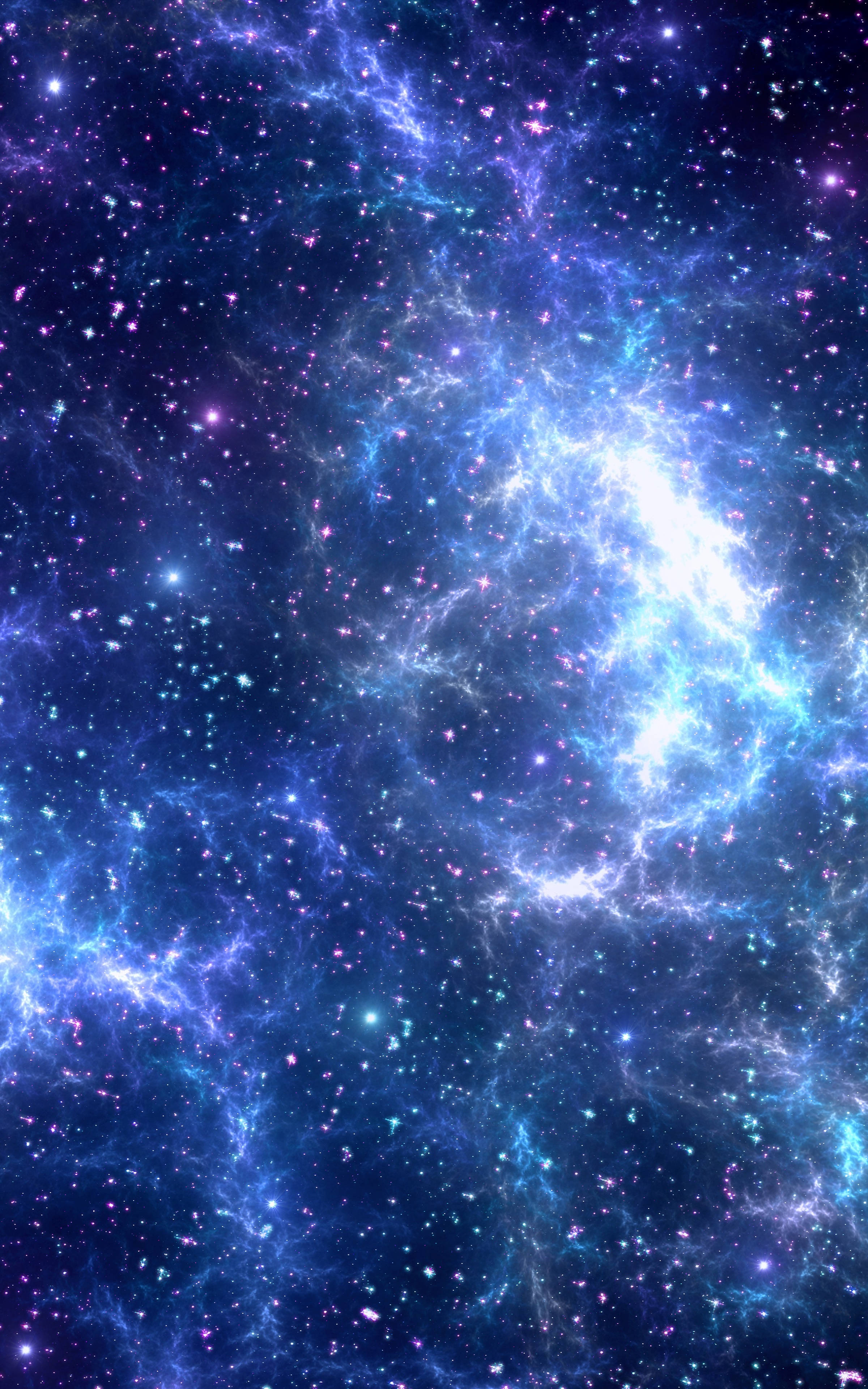 light blue galaxy, electric blue, purple gases, 4K Phone Wallpaper