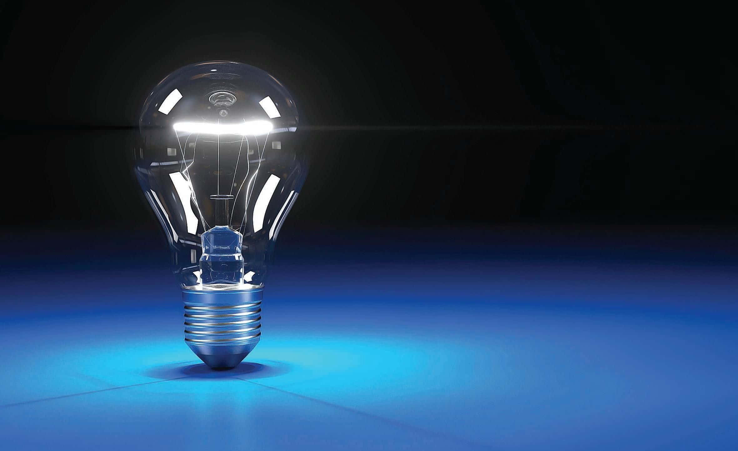 incandescent light bulb, bright blue reflection, dark surface, Full HD Desktop Wallpaper