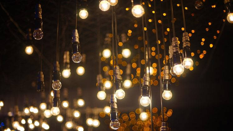 vintage light bulbs, warm glow, dark backdrop, SD Desktop Wallpaper