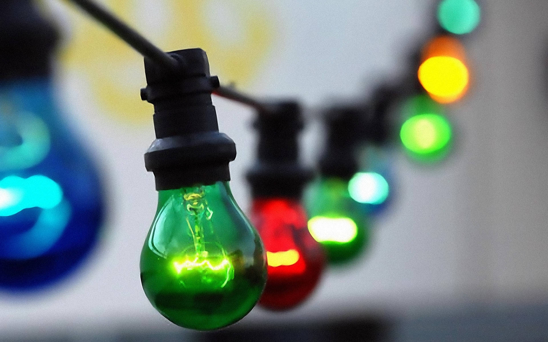 green string light, colorful bulbs, glowing, Full HD Desktop Wallpaper