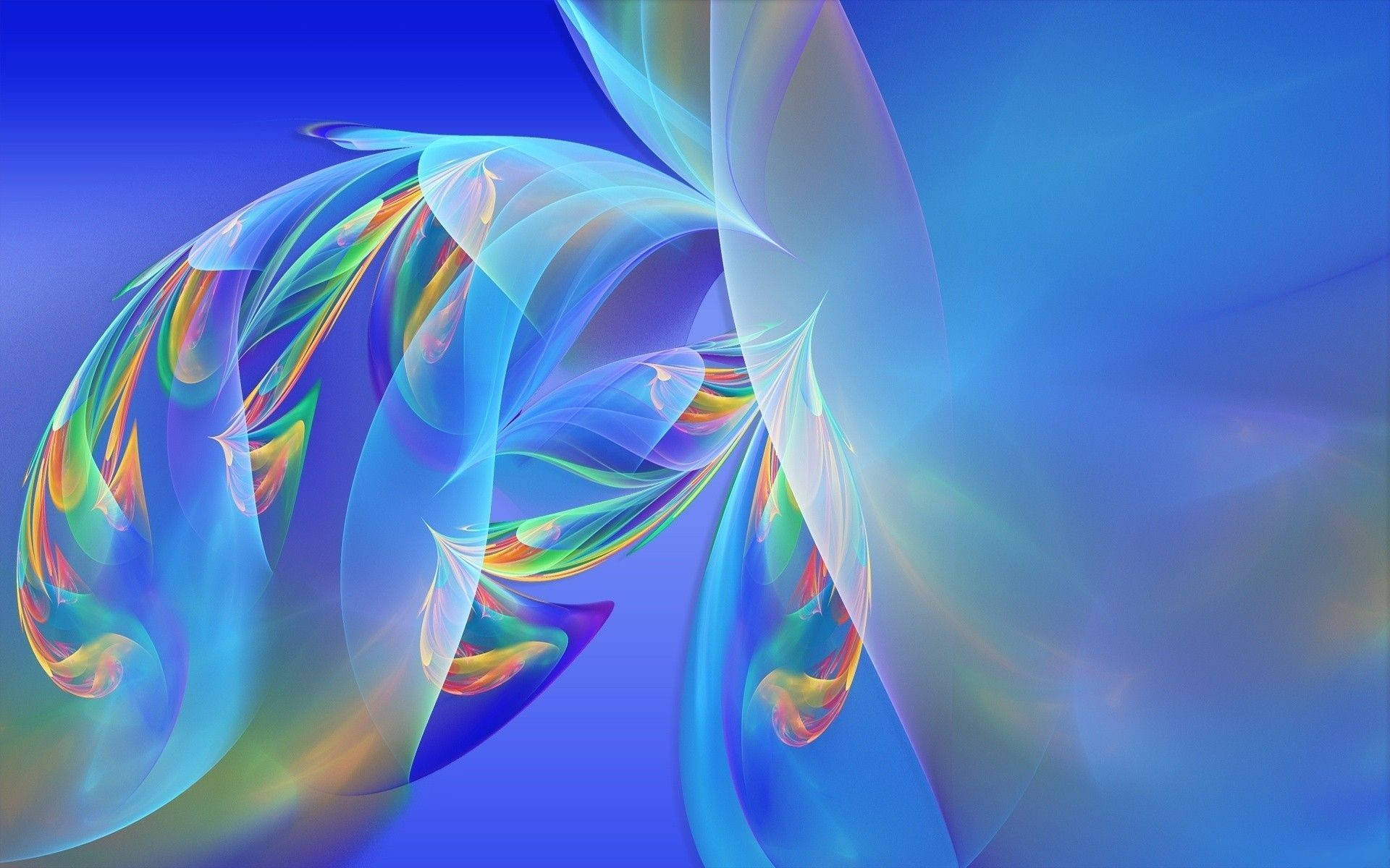 Light Color, translucent ribbons, gradient blue background, Full HD Desktop Wallpaper