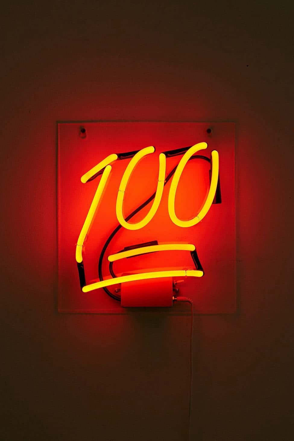 100, neon sign, yellow neon, HD Phone Wallpaper