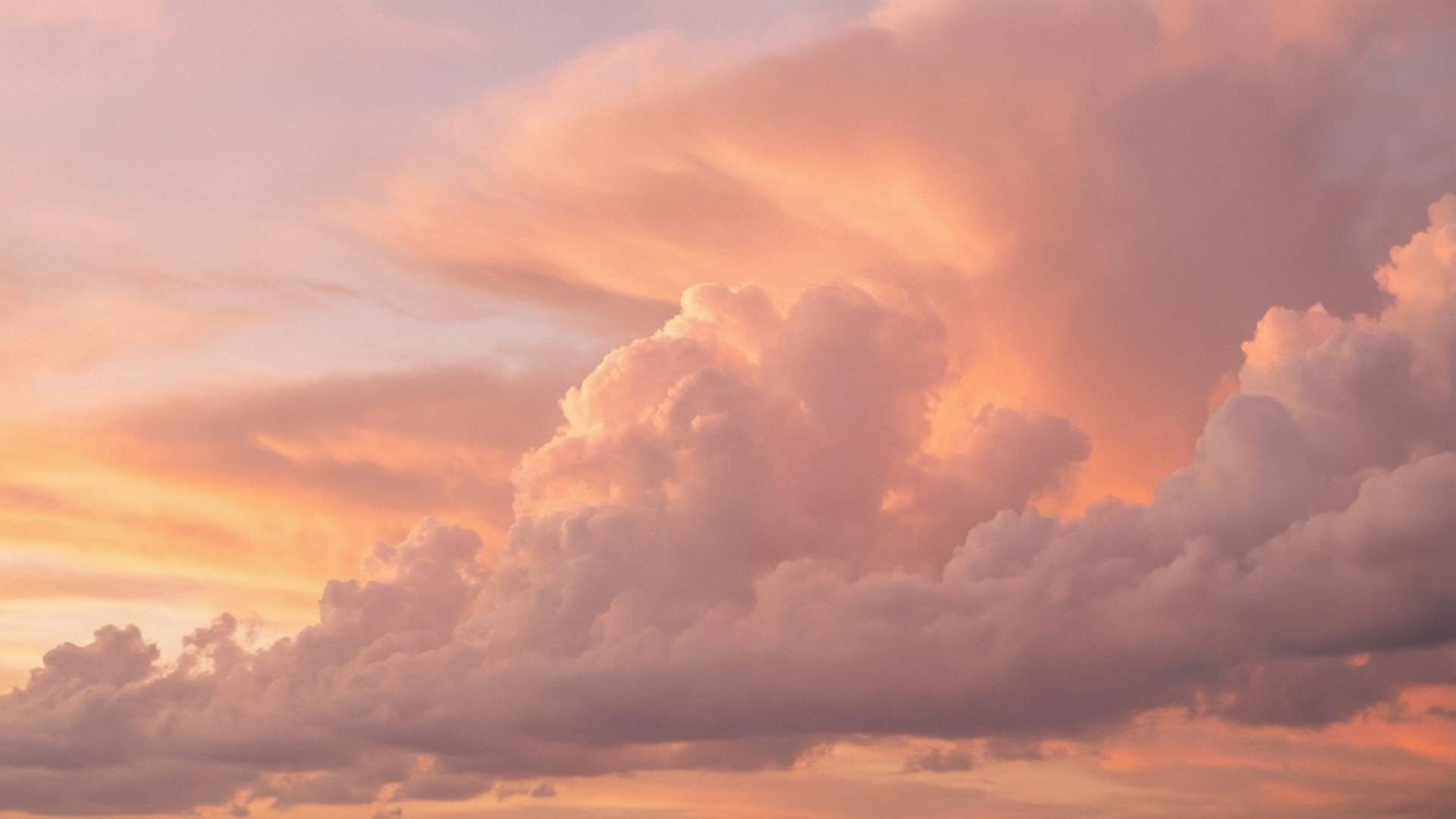 Pastel Sunset Clouds, warm orange, pink hues, Full HD Desktop Wallpaper