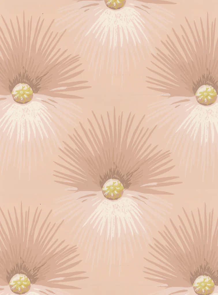 light pink and gold, soft peach background, repeating stylized floral motifs, SD Phone Wallpaper