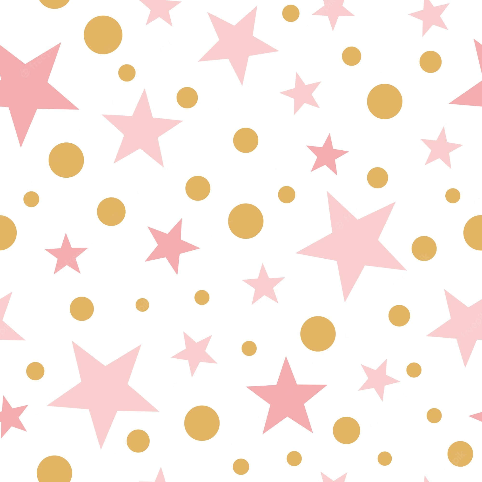 Vibrant Pink and Gold Chevron Print, pink stars, gold dots, Full HD Desktop Wallpaper