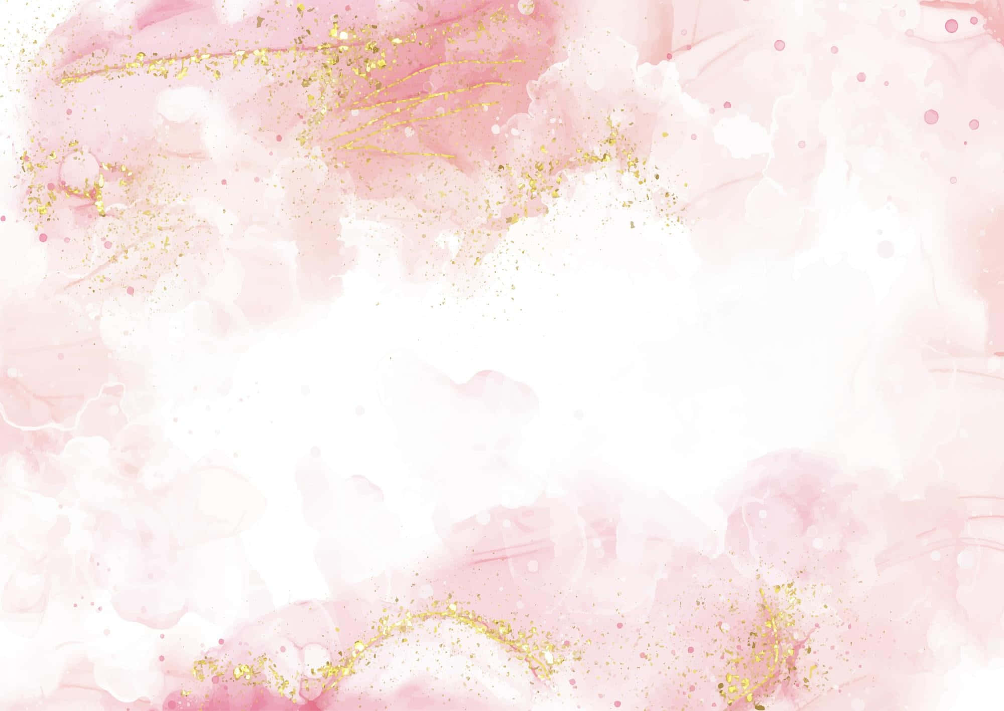 Soft pink watercolor washes, white, delicate gold glitter accents, Full HD Desktop Wallpaper