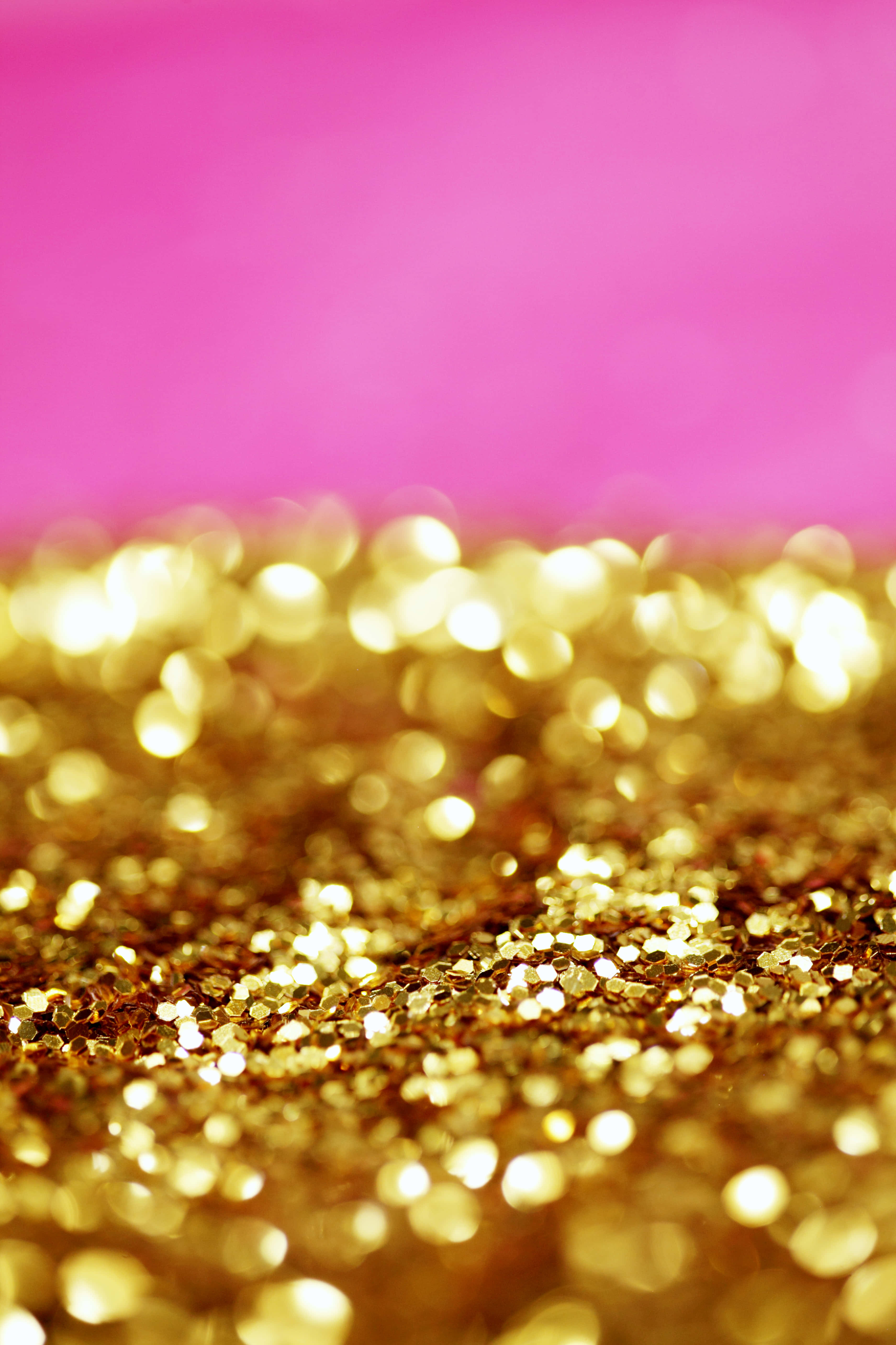 pink and gold, shimmering gold glitter, soft pink gradient background, 5K Phone Wallpaper