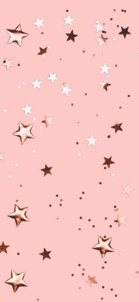 pink rose gold, soft pink background, metallic rose gold stars, SD Phone Wallpaper