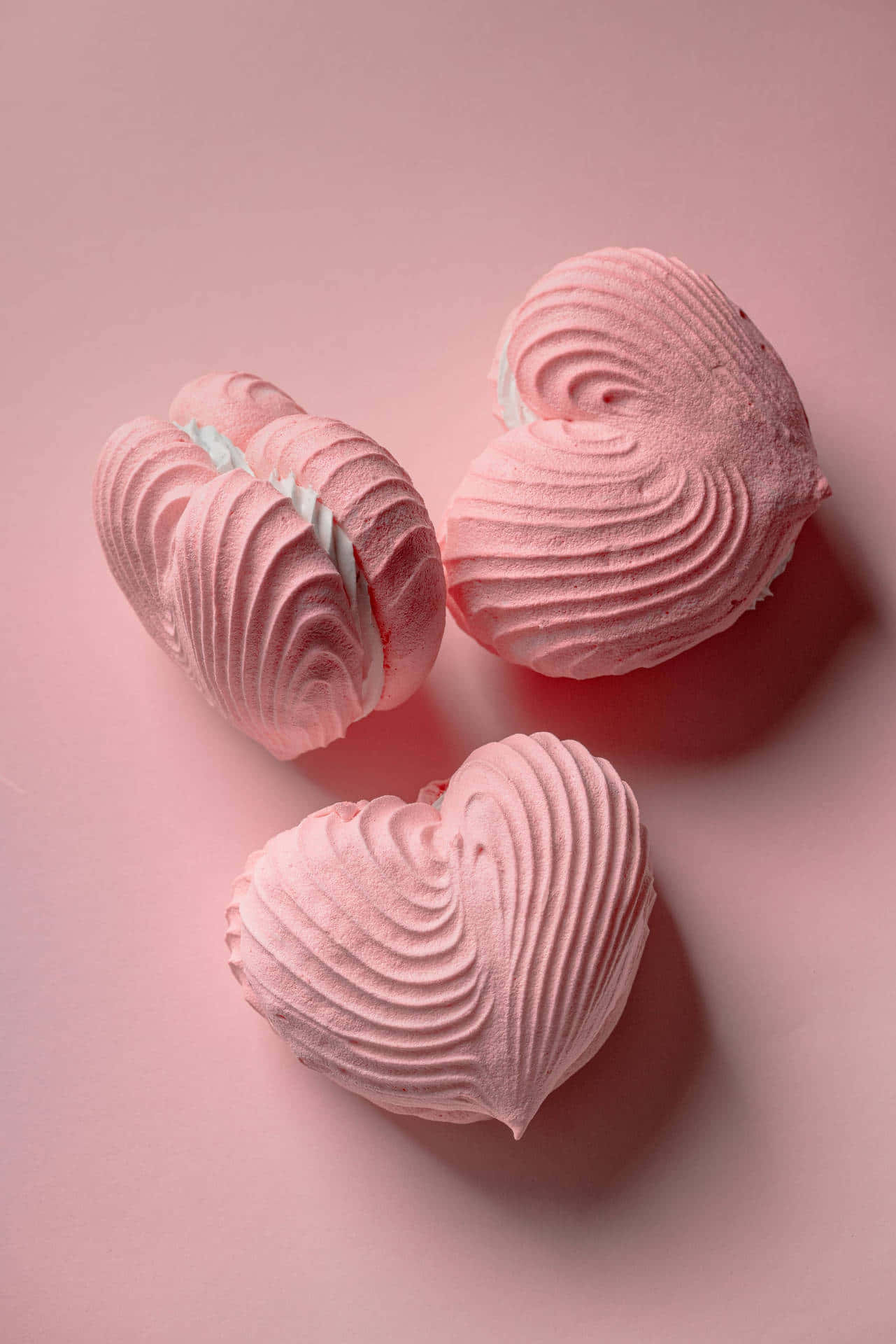 light pink iPhone, pink heart-shaped meringues, swirled textures, Full HD Phone Wallpaper