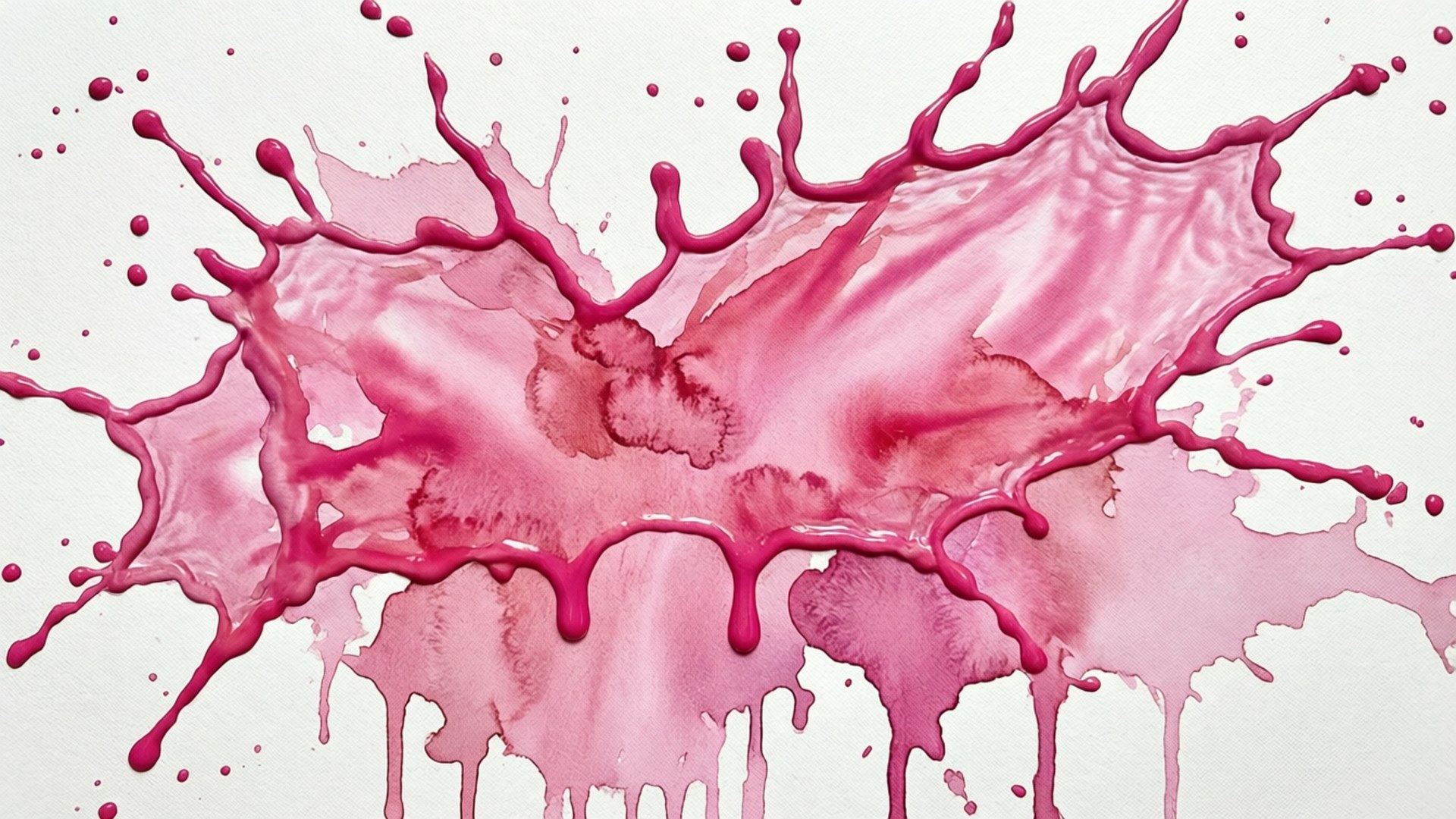 Watercolor Pink Splash, vibrant pink, paint splatters, Full HD Desktop Wallpaper