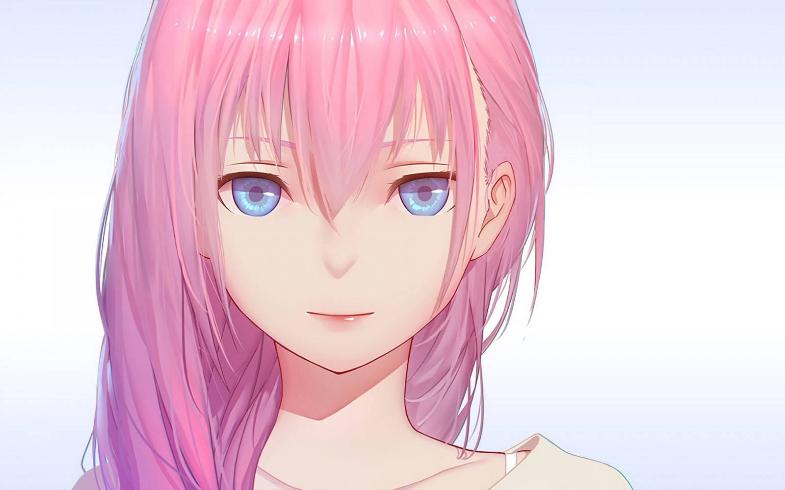 light pink hair, anime girl, blue eyes, HD Desktop Wallpaper