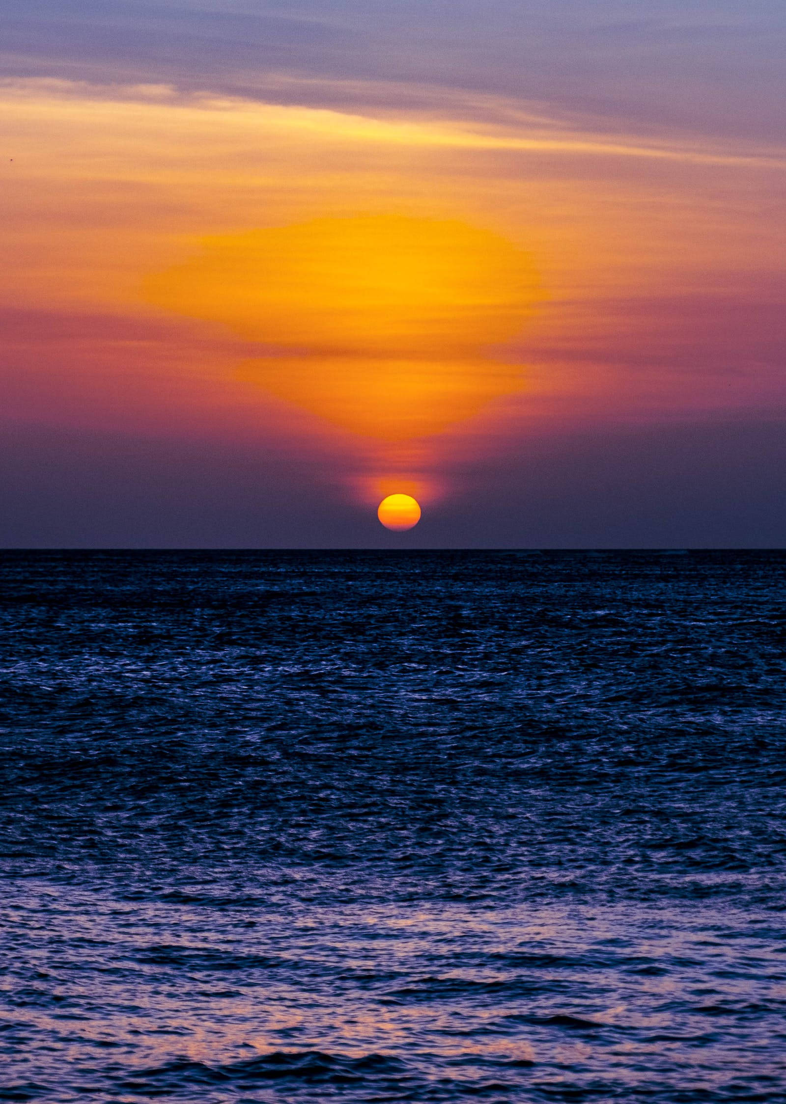 Light Purple Aesthetic, sunset, orange sun, Full HD Phone Wallpaper