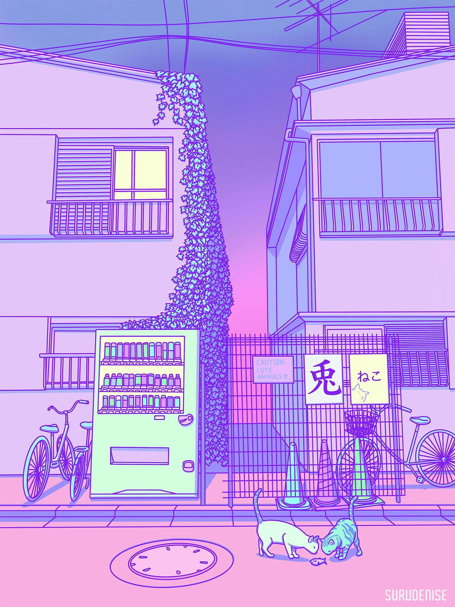 Light Purple Aesthetic, vending machine, neon-pink and purple, Full HD Phone Wallpaper