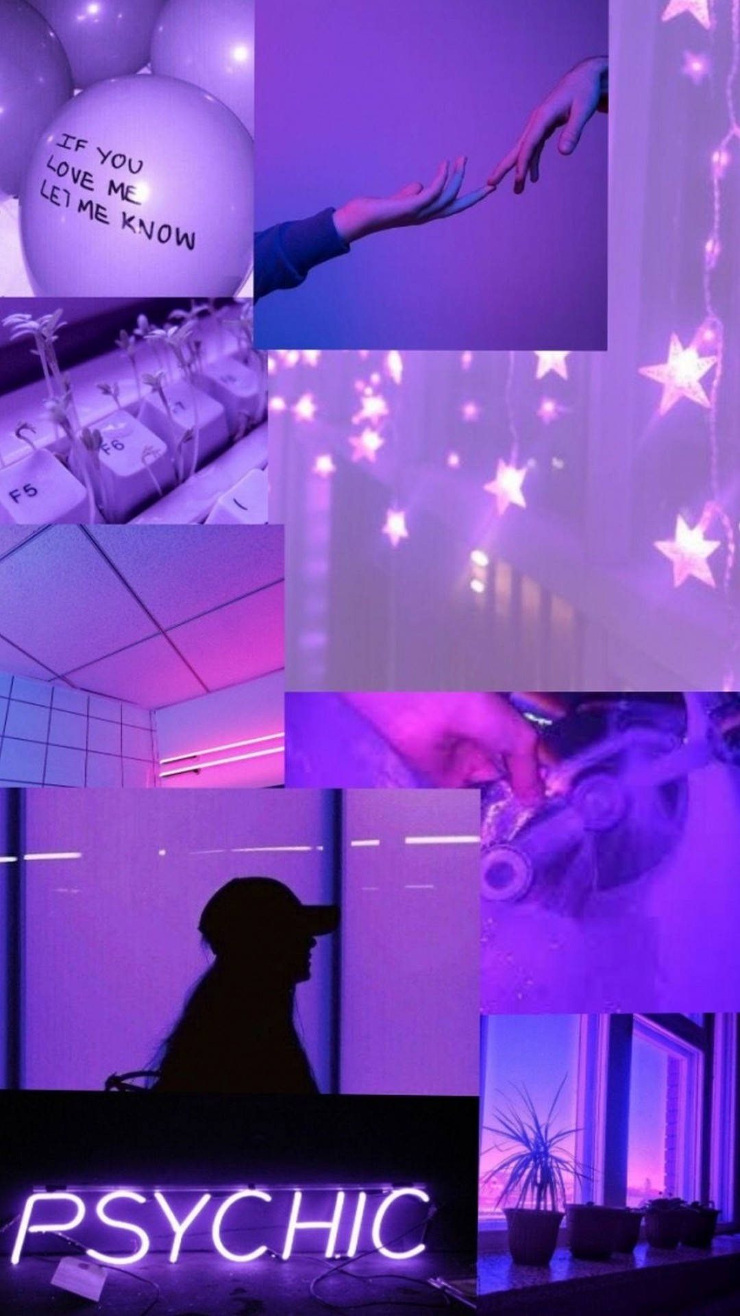 Light Purple Aesthetic, purple-themed collage, star lights, Full HD Phone Wallpaper