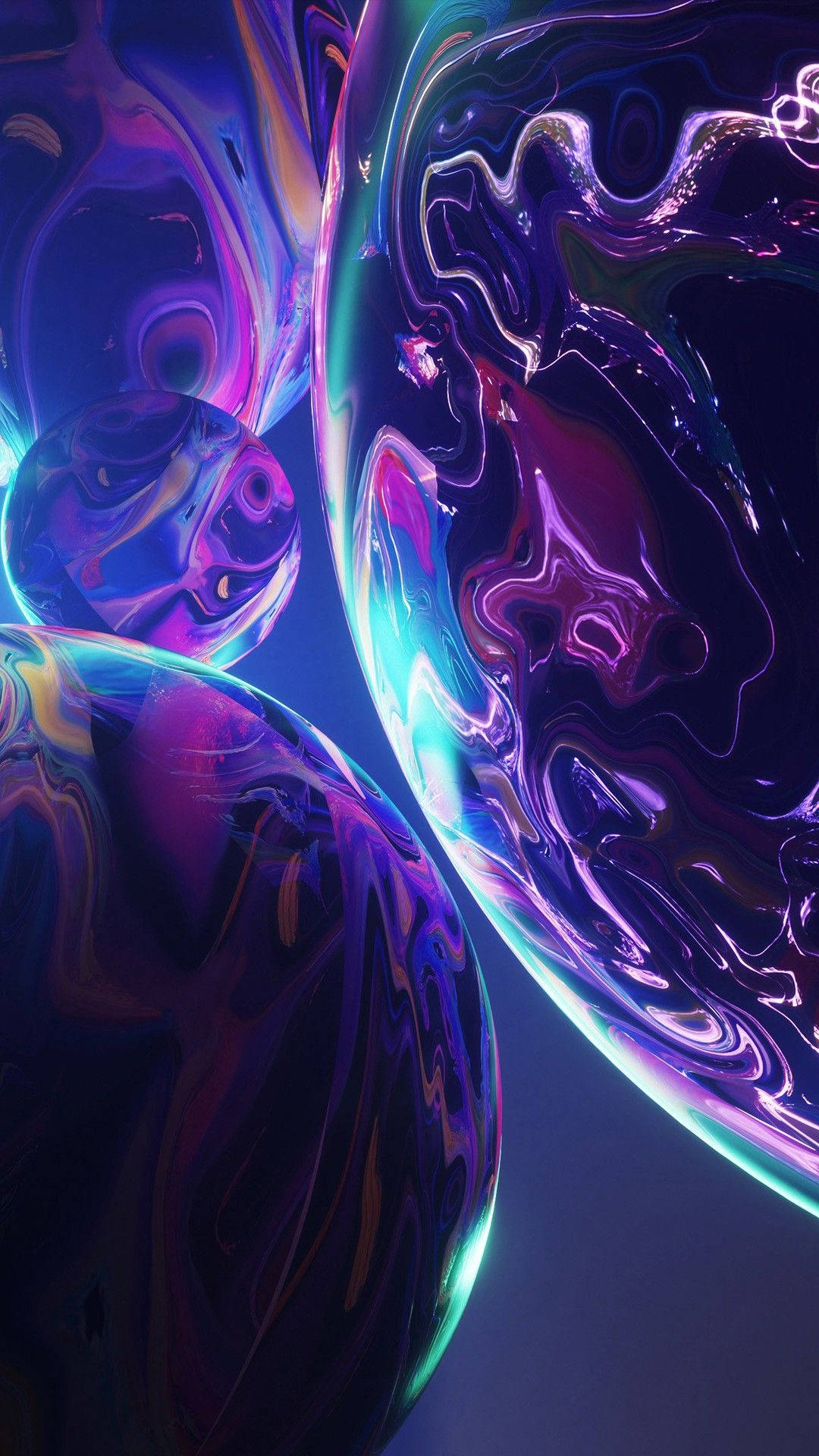 Light Purple iPhone, iridescent bubbles, neon purple blue, Full HD Phone Wallpaper