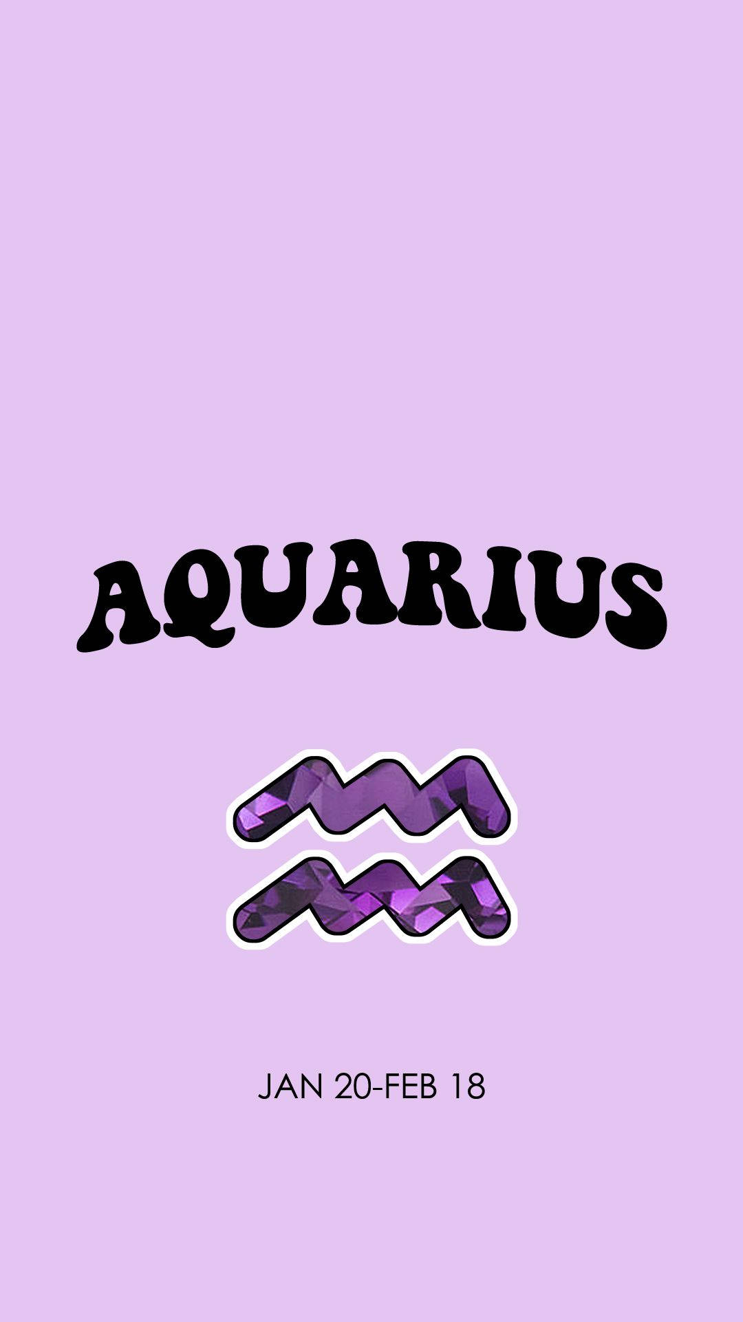 Aquarius zodiac symbol, faceted purple gemstone style, minimalist purple background, Full HD Phone Wallpaper