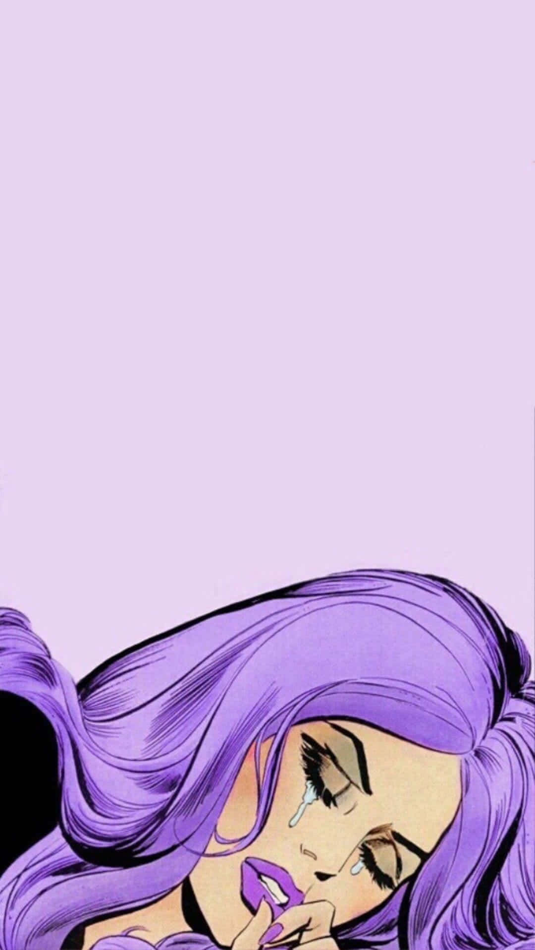 anime girl, flowing purple hair, matching lips, HD Phone Wallpaper