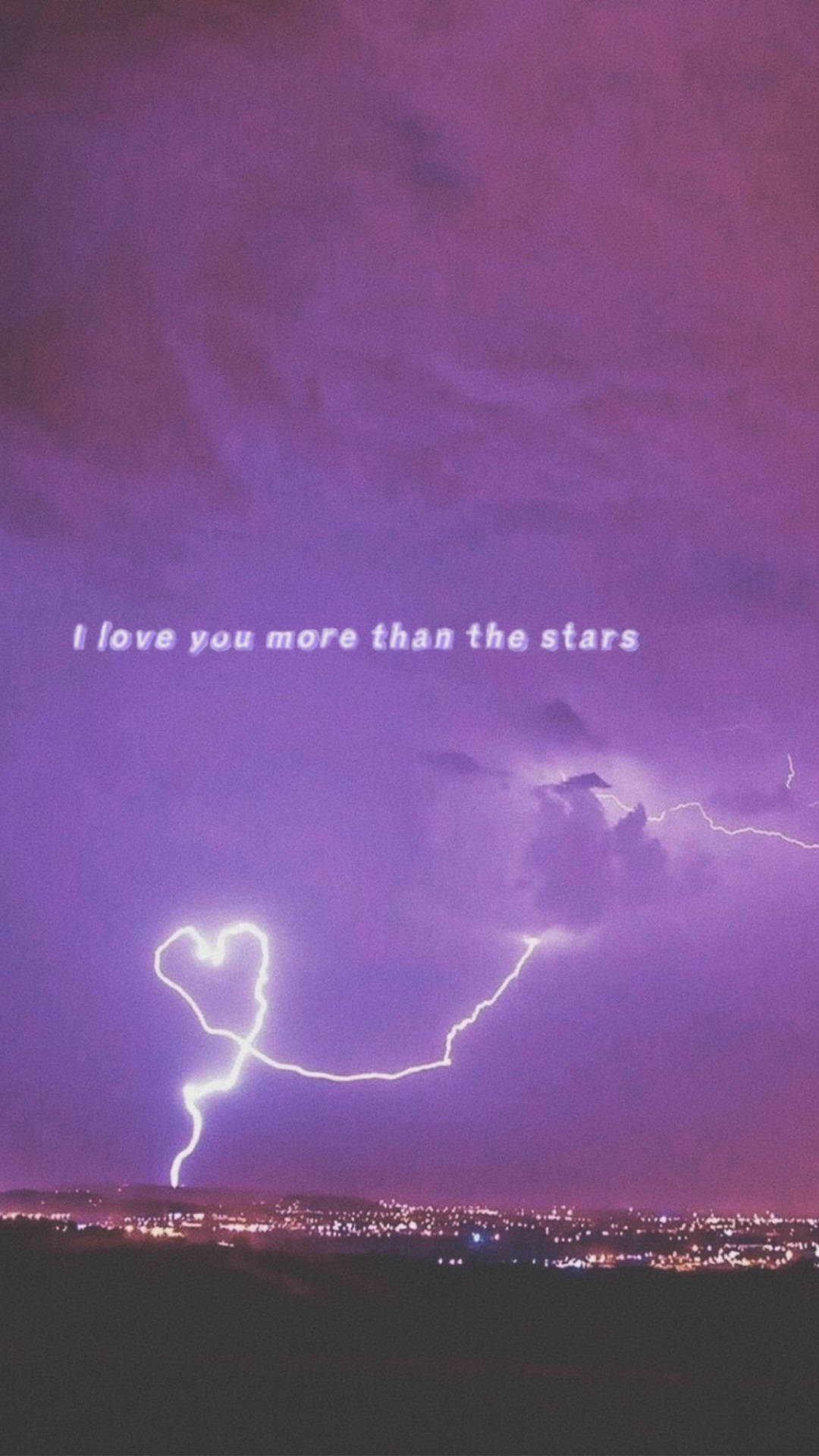 Light Purple, heart-shaped lightning bolt, cityscape at night, Full HD Phone Wallpaper