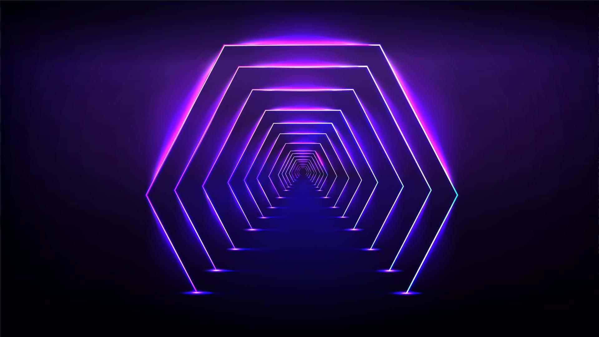 Endless Ultraviolet Tunnel, glowing purple hexagons, radiant neon edges, Full HD Desktop Wallpaper