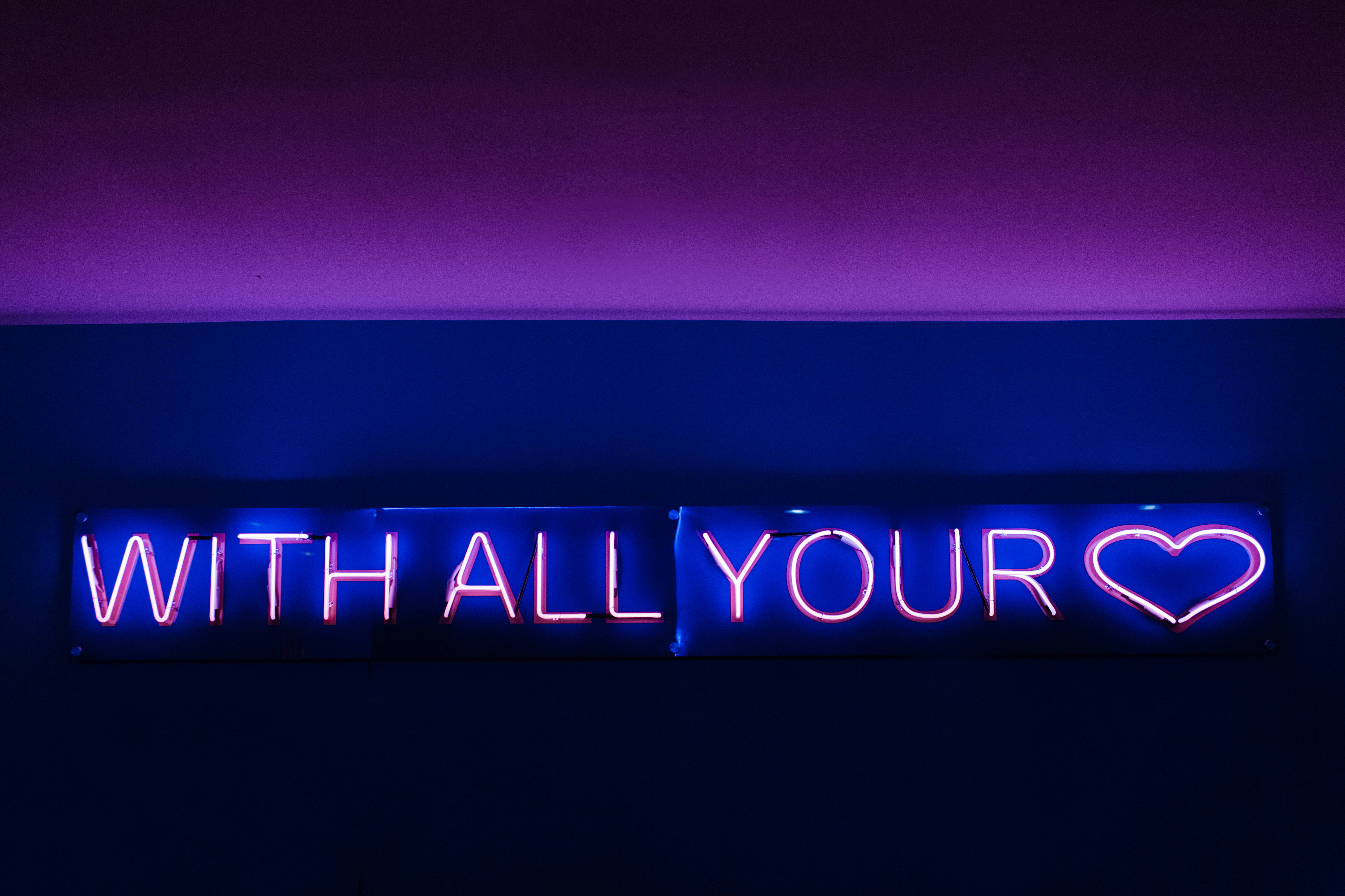 WITH ALL YOUR ❤, vibrant blue, pink, 5K Desktop Wallpaper