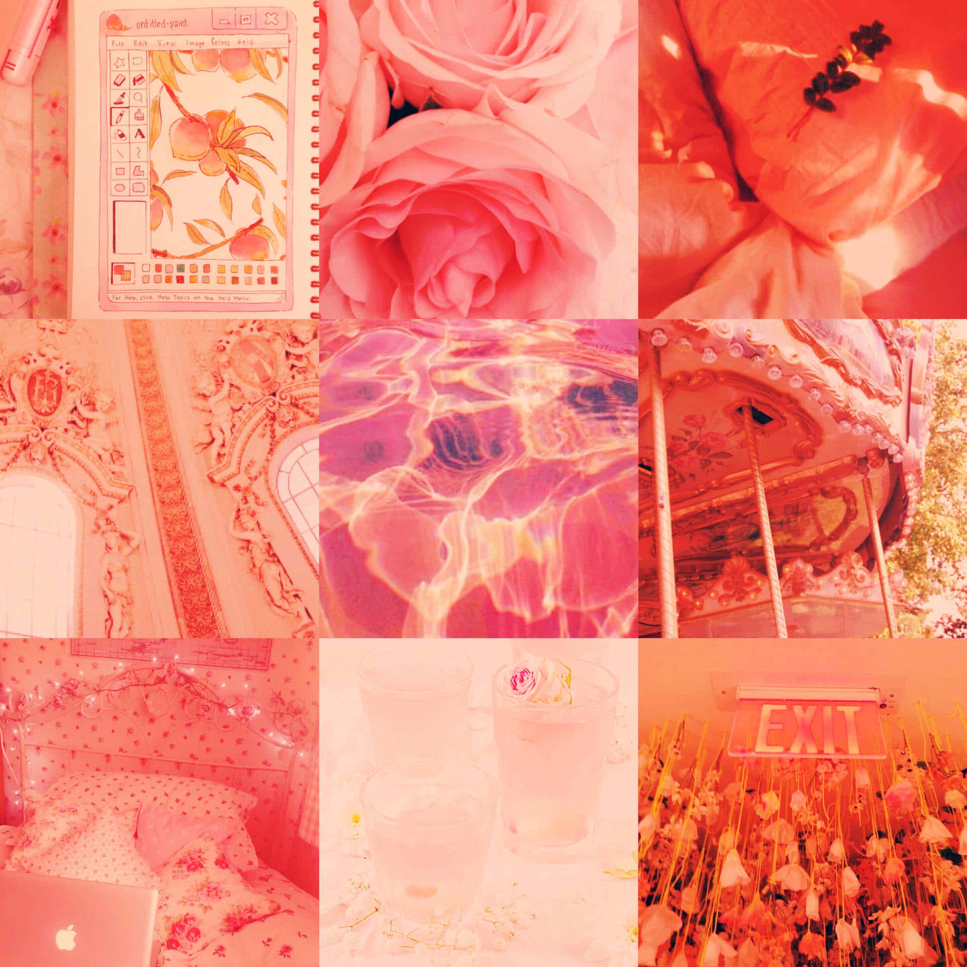 Light Red Aesthetic, pink-toned, roses, Full HD Desktop Wallpaper