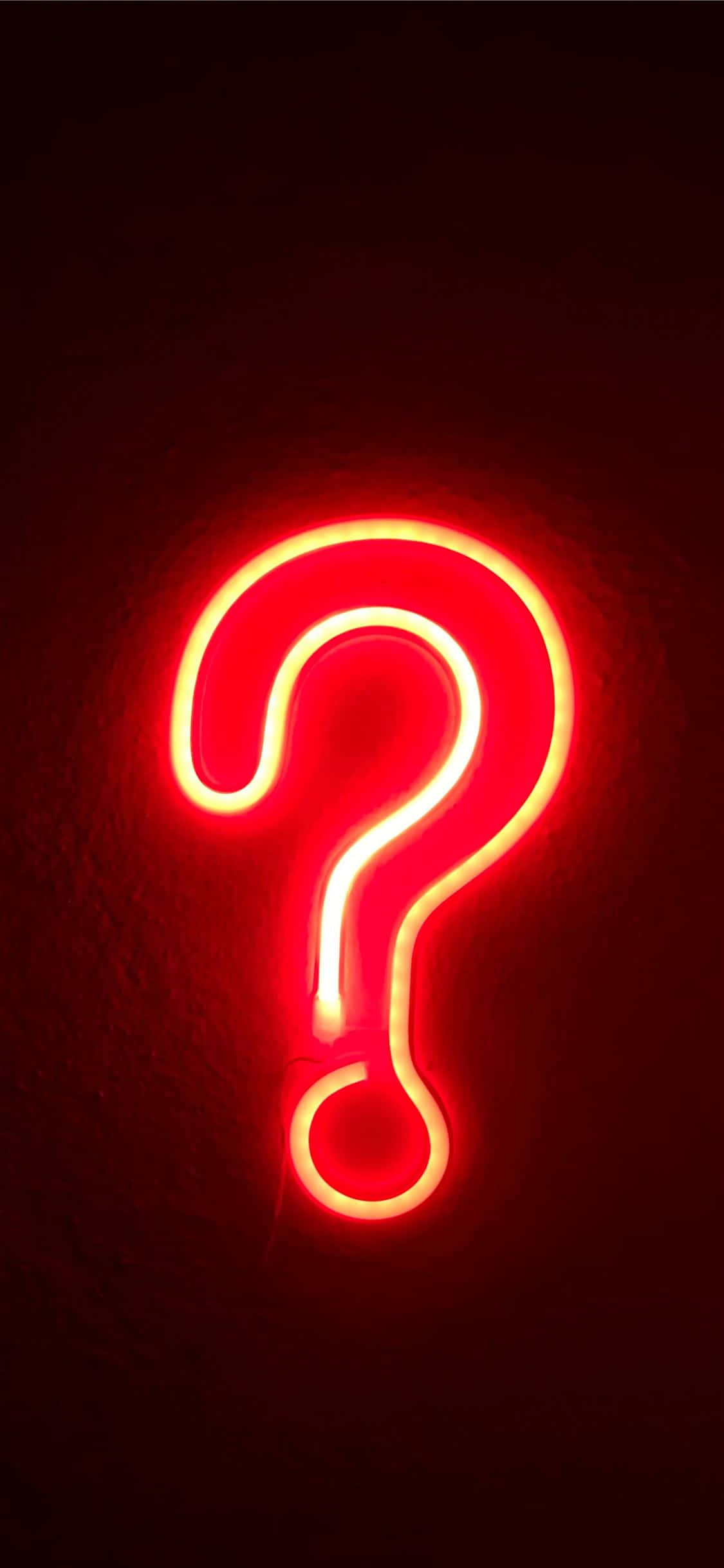 neon question mark, glowing red neon, dark textured wall, Full HD Phone Wallpaper