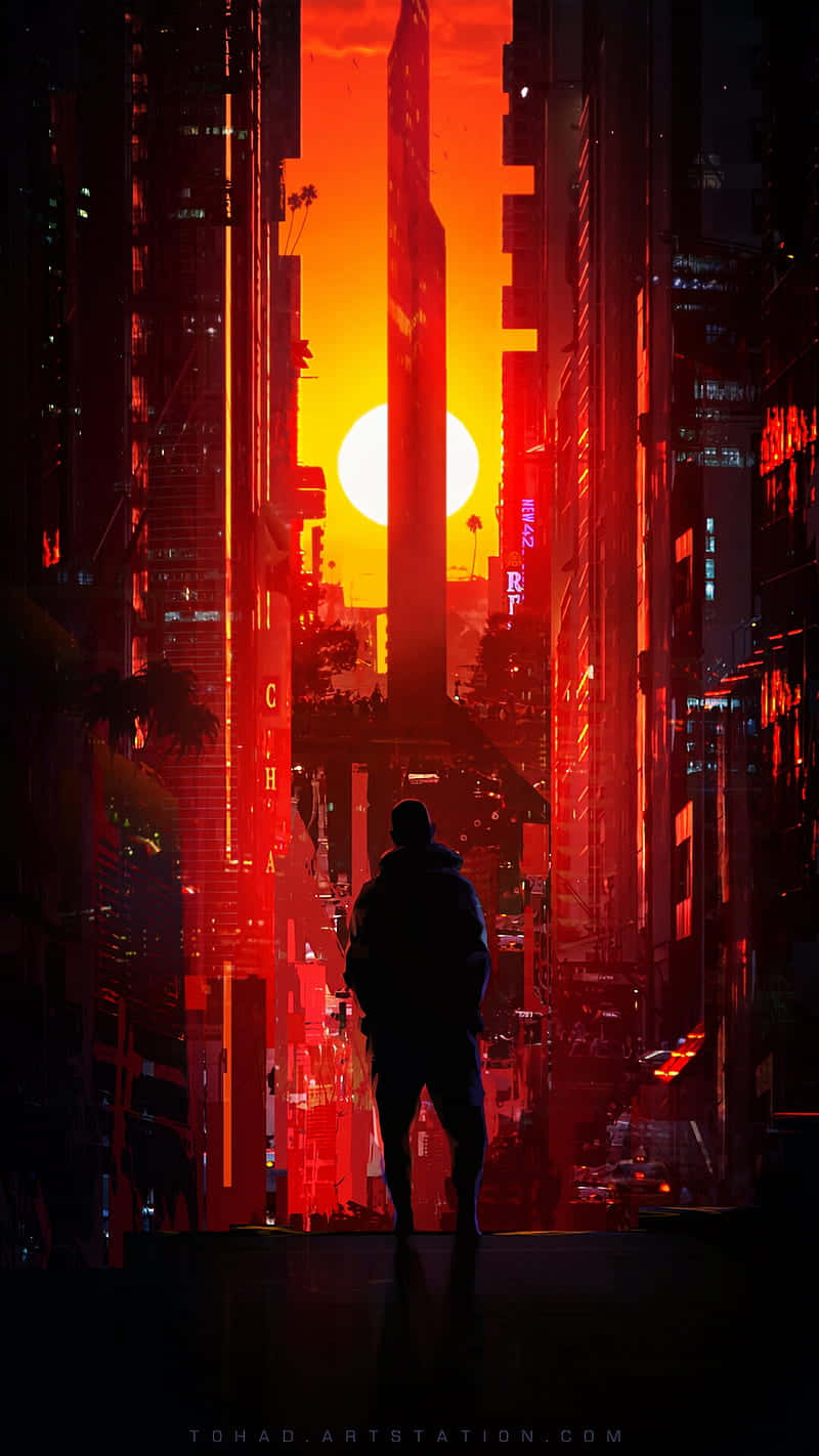 Light Red, orange sun, neon red light, HD Phone Wallpaper