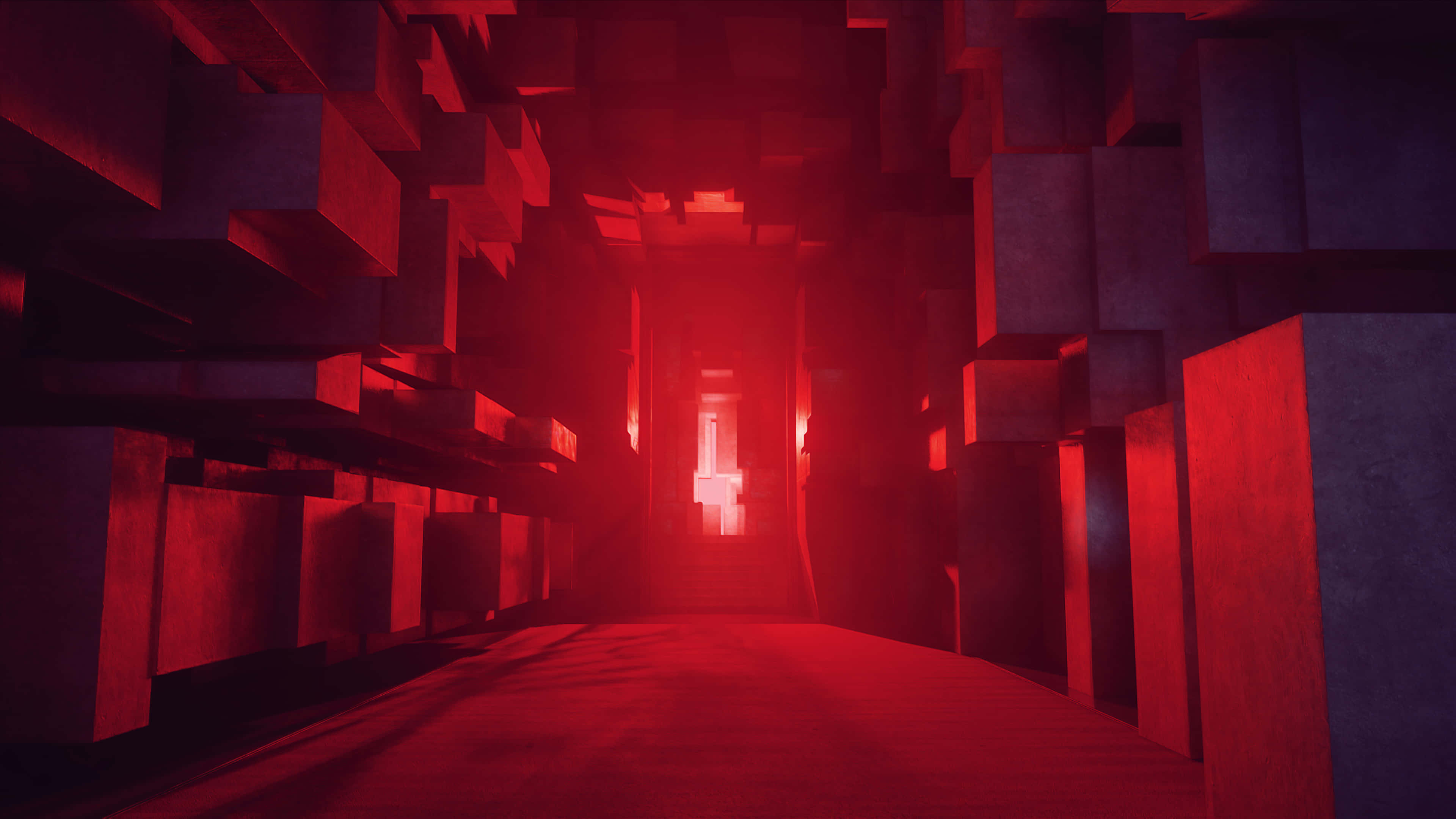 Light Red, 3840 x 2160, jagged red cubes, 4K Desktop Wallpaper