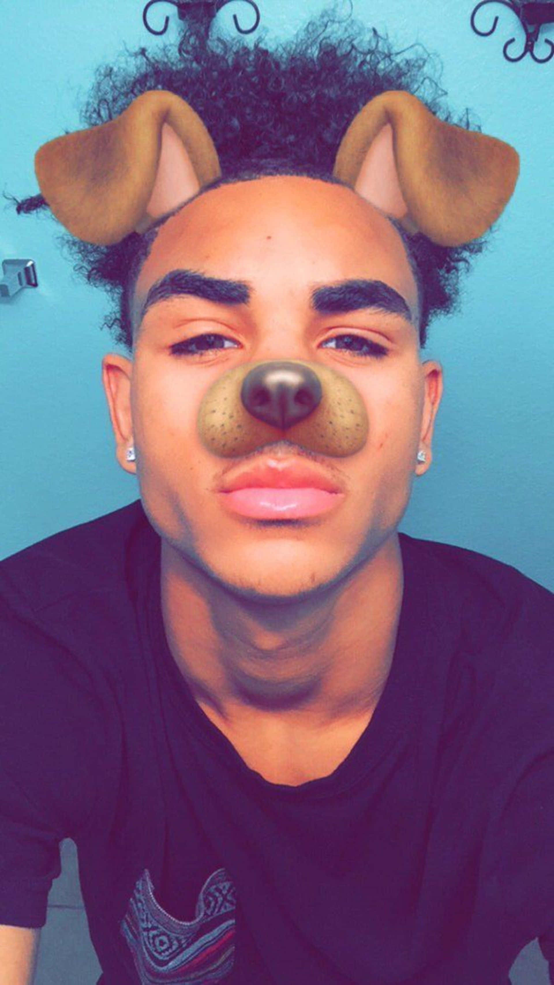 light skin boy, dog filter, curly hair, 2K Phone Wallpaper