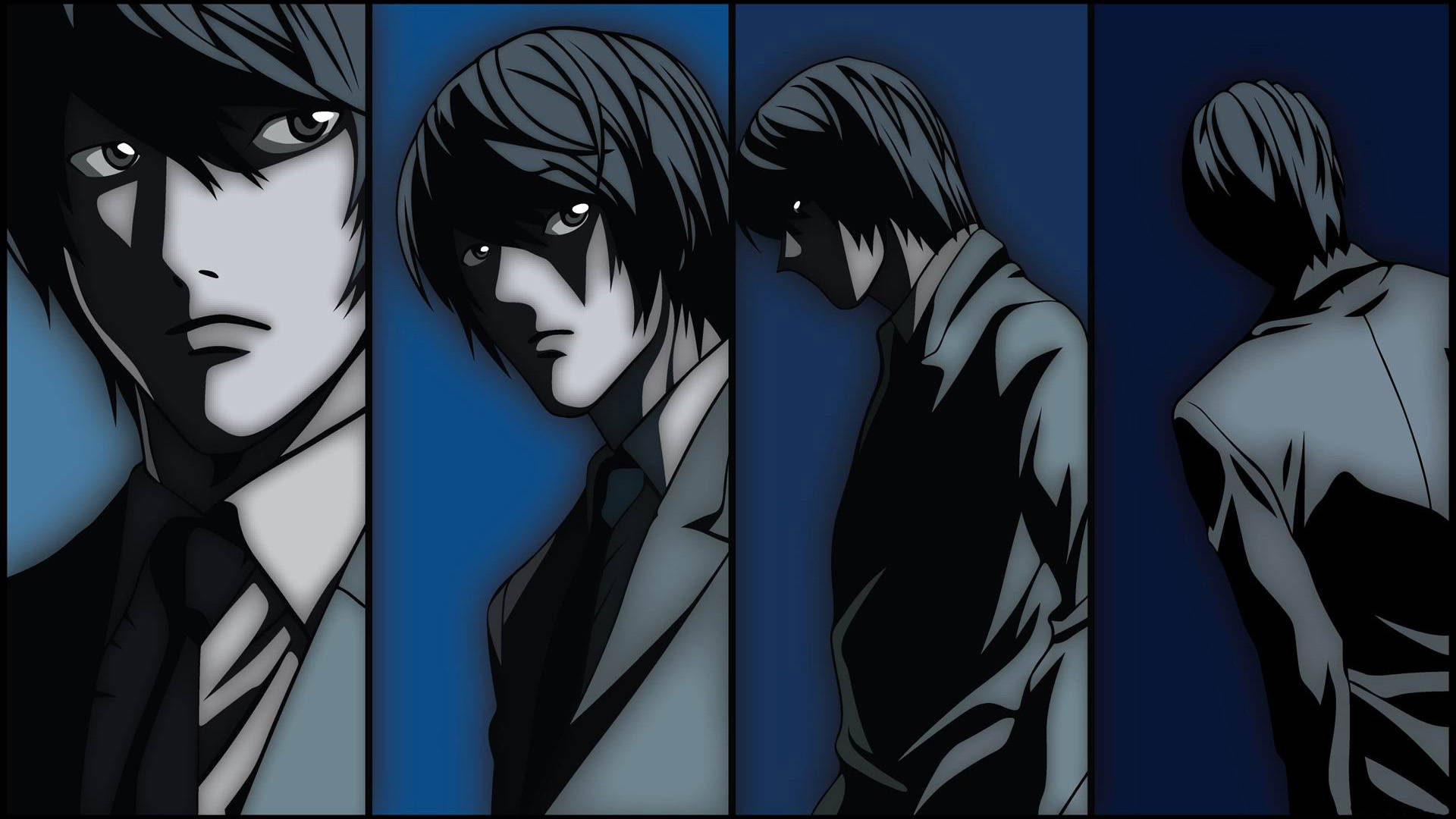 Light Yagami, manga collage, dark-haired anime character, Full HD Desktop Wallpaper