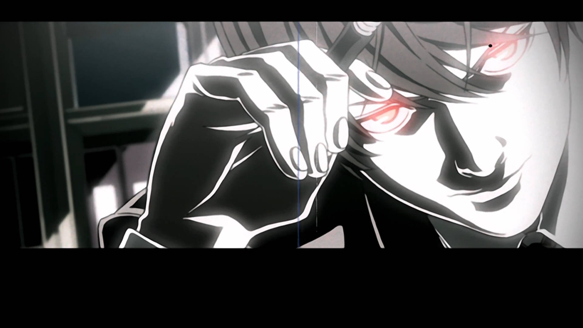 Light Yagami, red eyes, gloved hand, Full HD Desktop Wallpaper