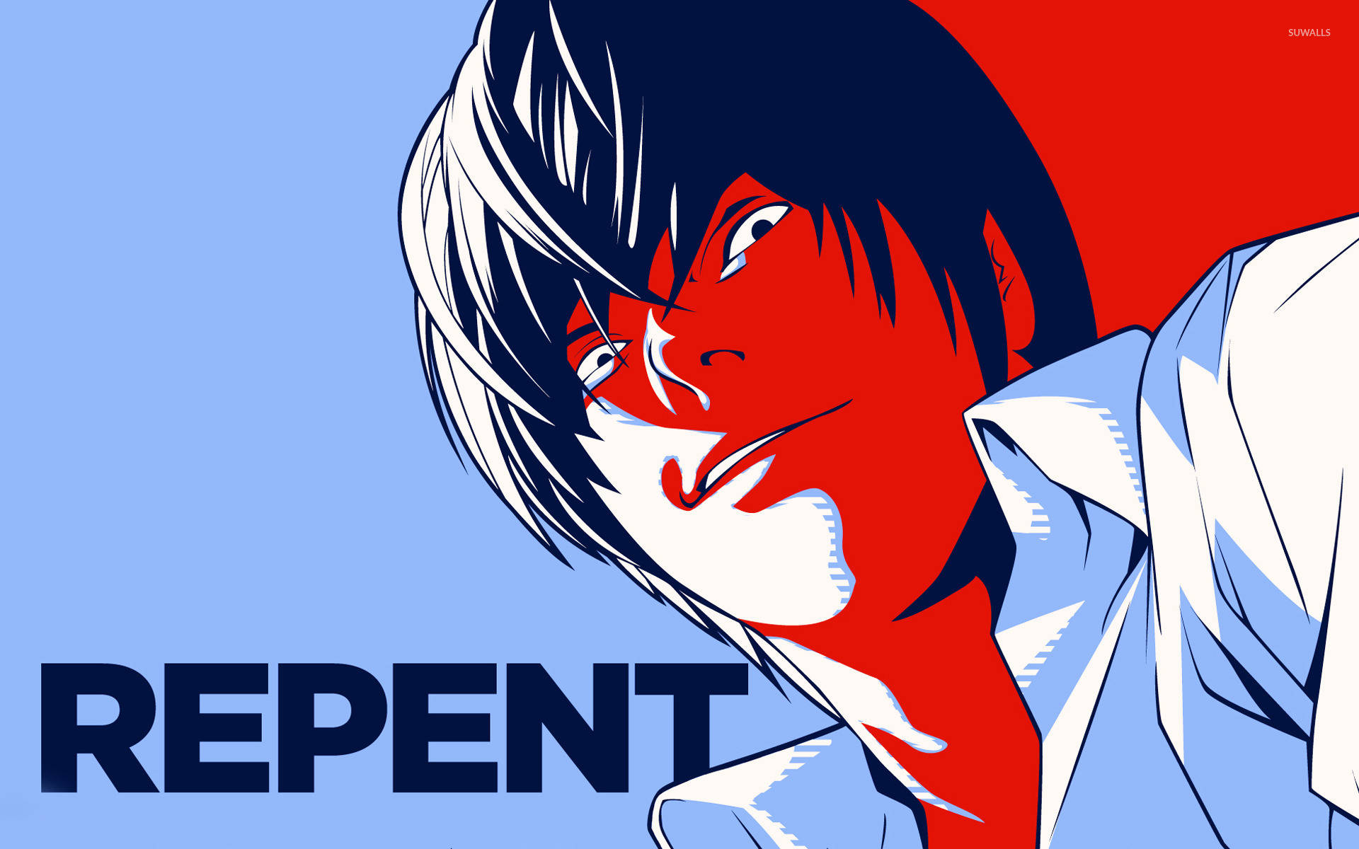 Light Yagami, red face, white hair, Full HD Desktop Wallpaper