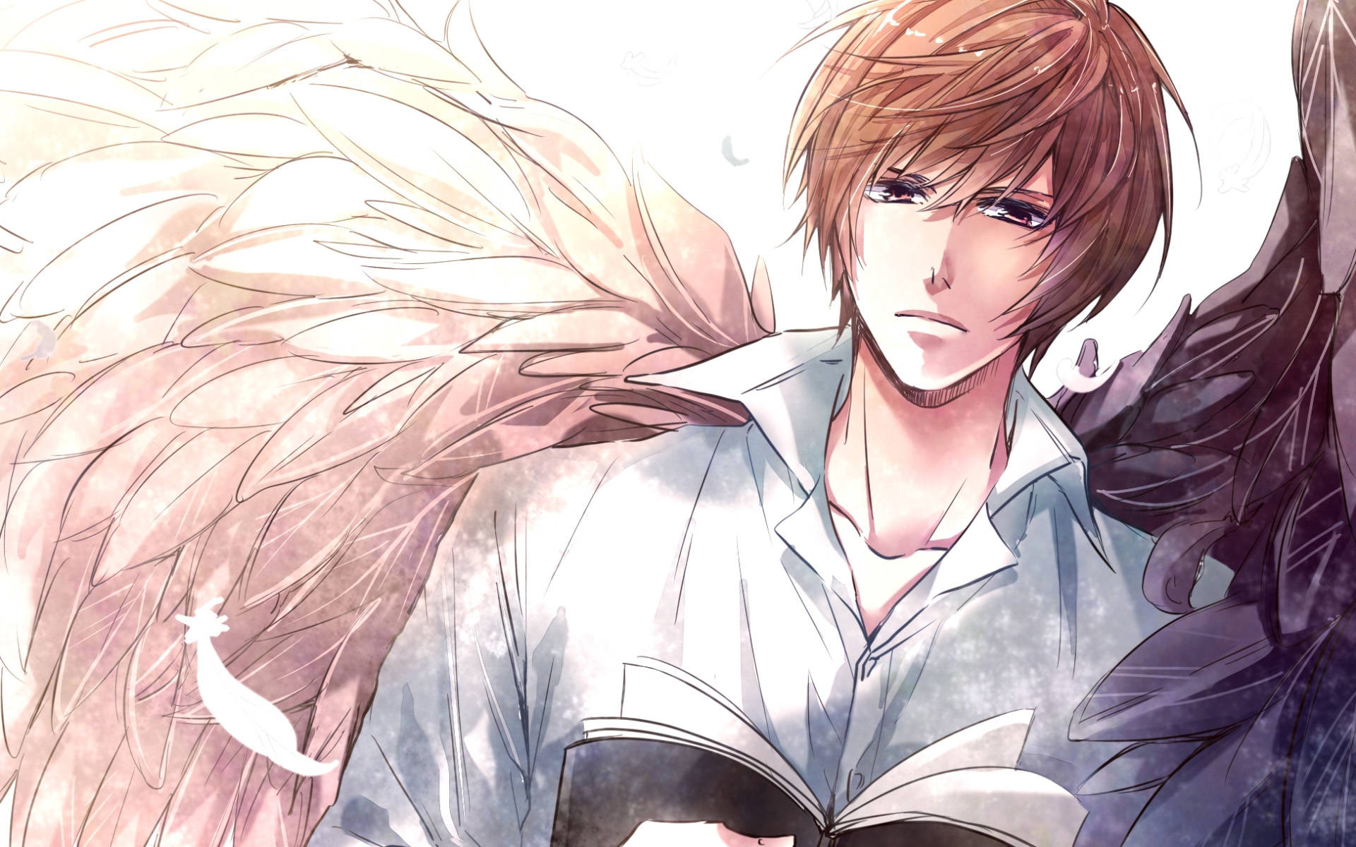 Light Yagami, angel wings, pink wing, Full HD Desktop Wallpaper