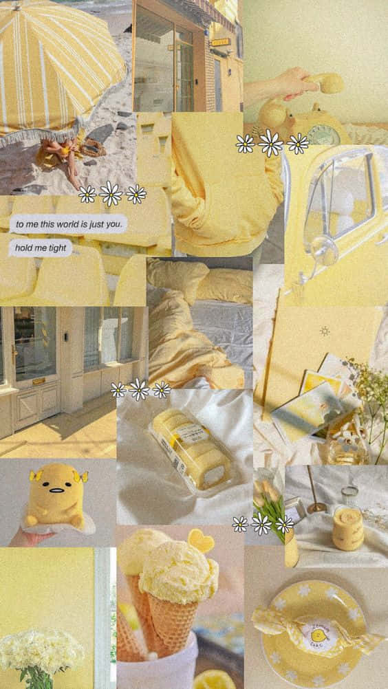 light yellow, beach umbrellas, ice cream, SD Phone Wallpaper