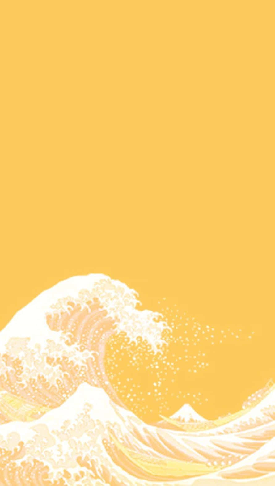 mustard yellow, white wave, minimalist digital-art style, HD Phone Wallpaper