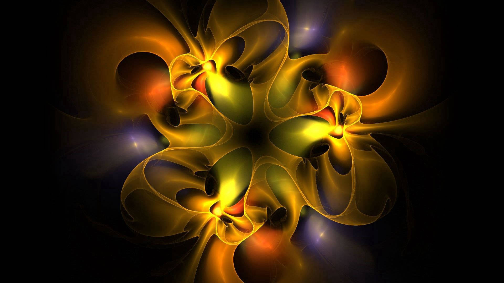 golden fractal tendrils, dark backdrop, glowing orange accents, Full HD Desktop Wallpaper