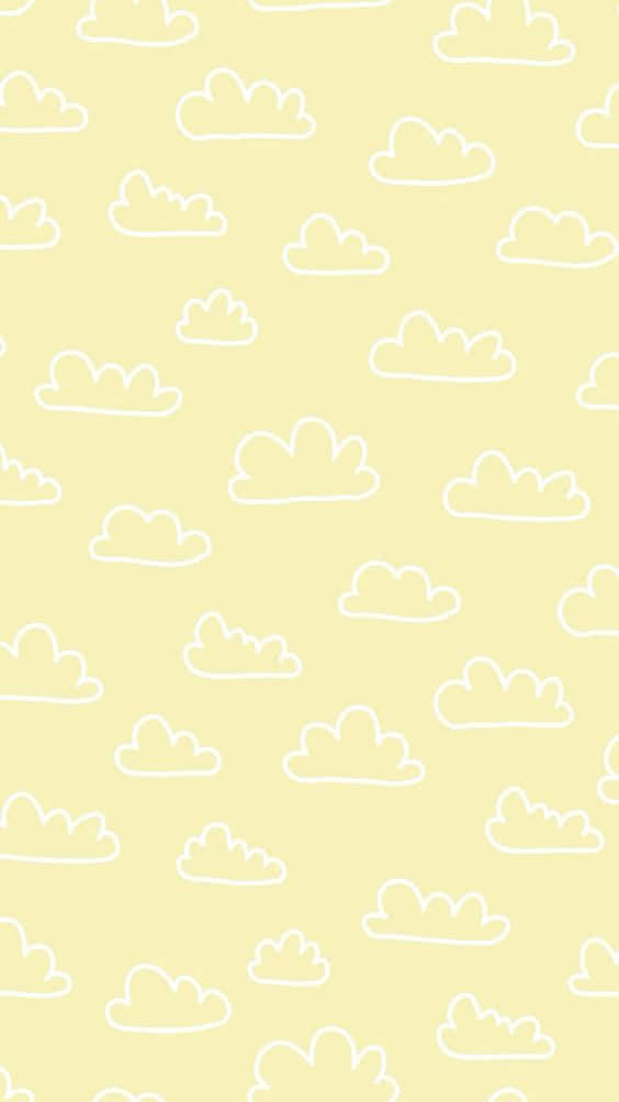 Light Yellow, soft yellow, white outlined clouds, SD Phone Wallpaper