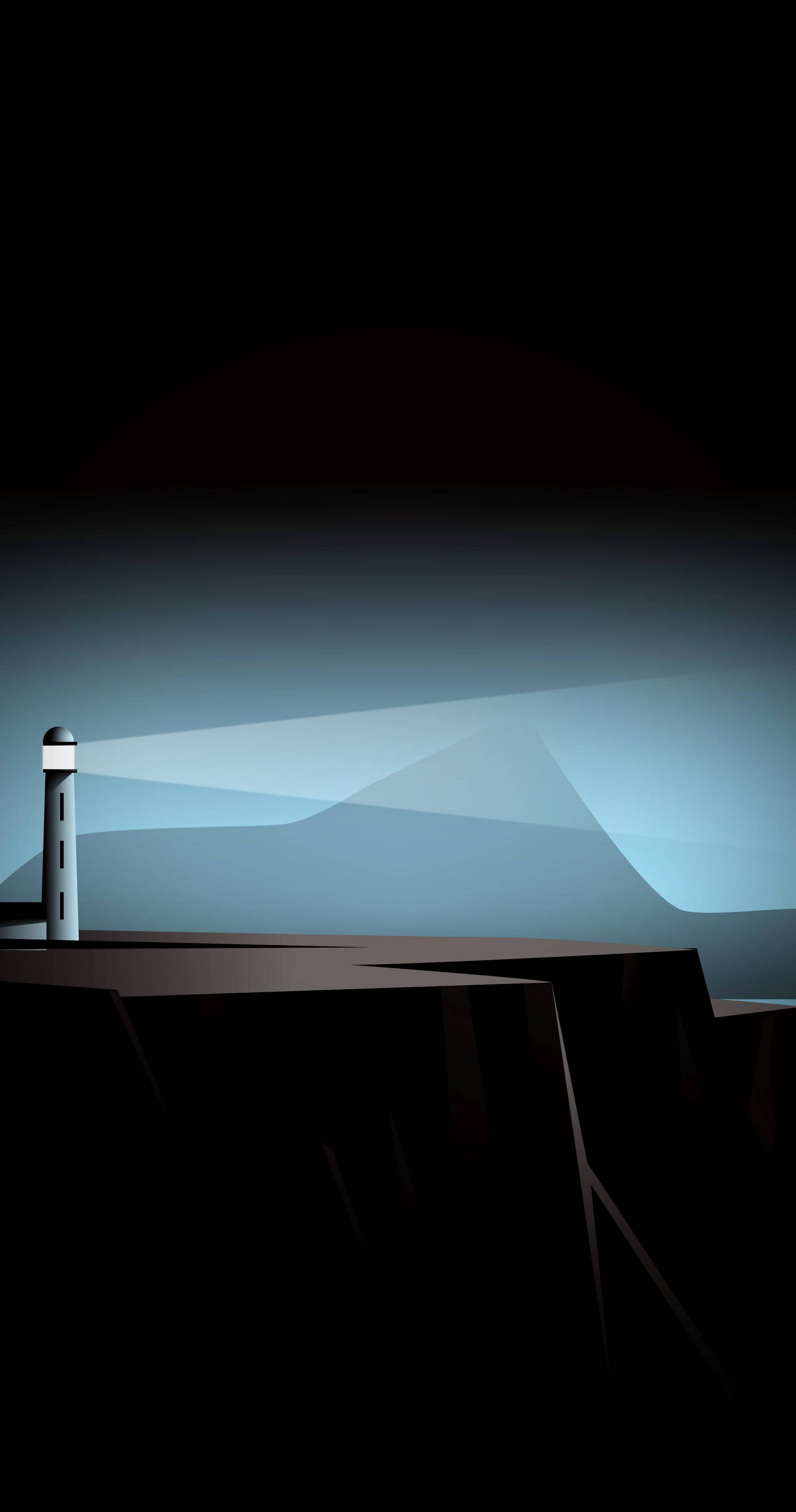 OLED, lighthouse, dark cliffside, 2K Phone Wallpaper