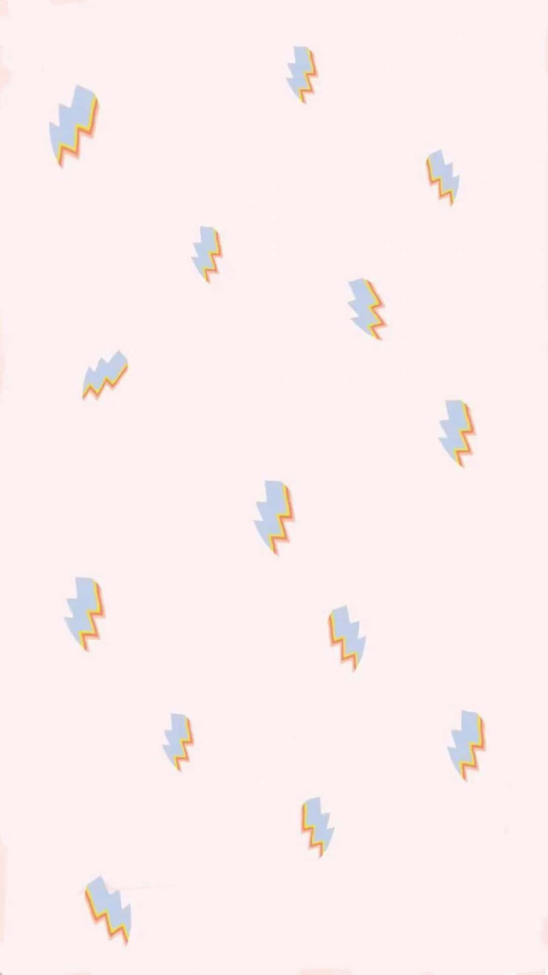 pink background, blue lightning bolt shapes, orange lightning bolt shapes, HD Phone Wallpaper