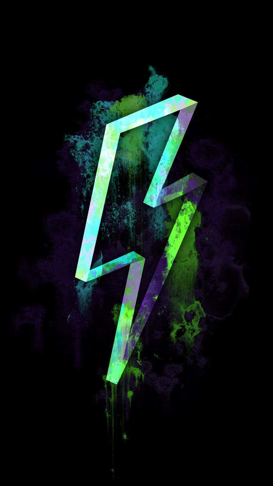 lightning bolt, neon, dripping paint effects, HD Phone Wallpaper