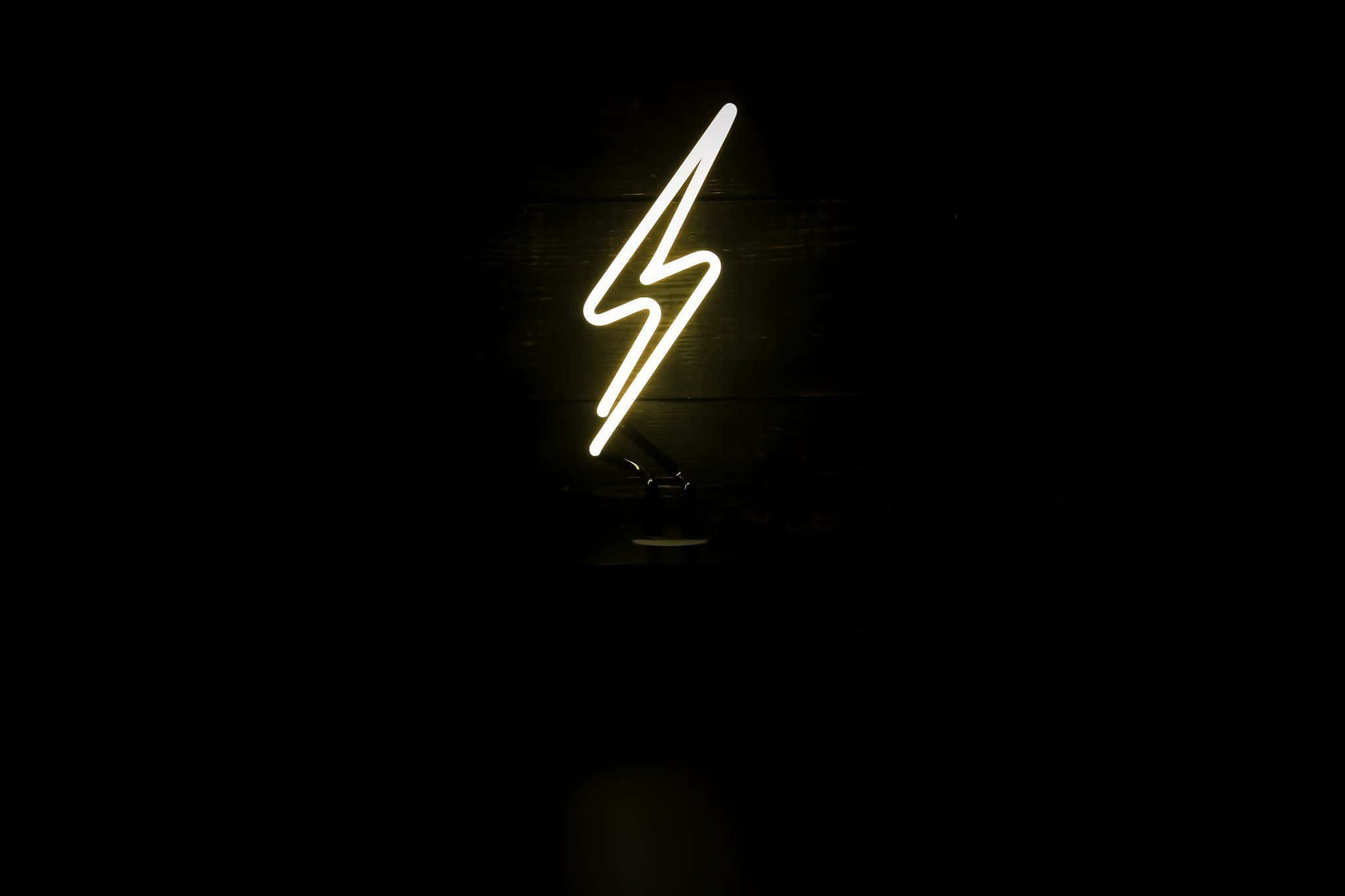 Lightning Bolt iPhone, neon lightning bolt, glowing white, Full HD Desktop Wallpaper