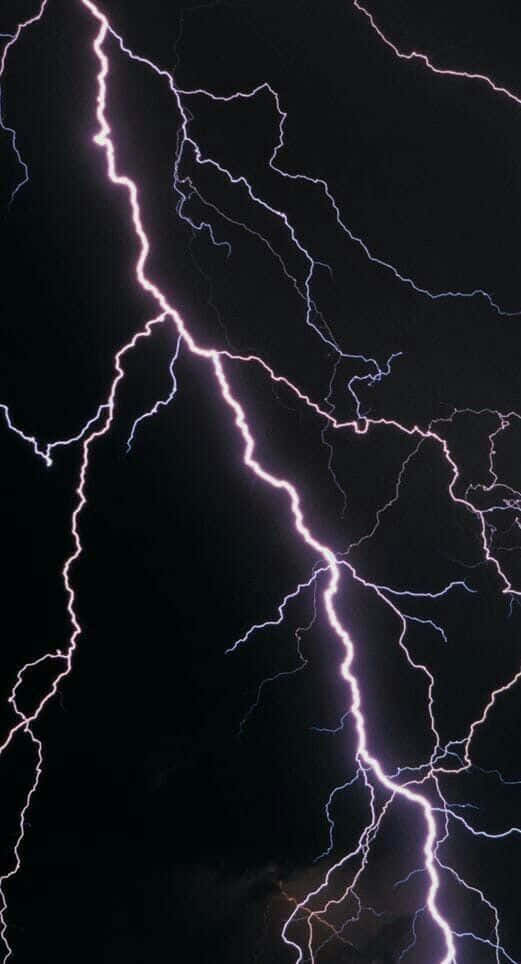 Lightning Bolt iPhone, pitch black sky, vivid purple, SD Phone Wallpaper