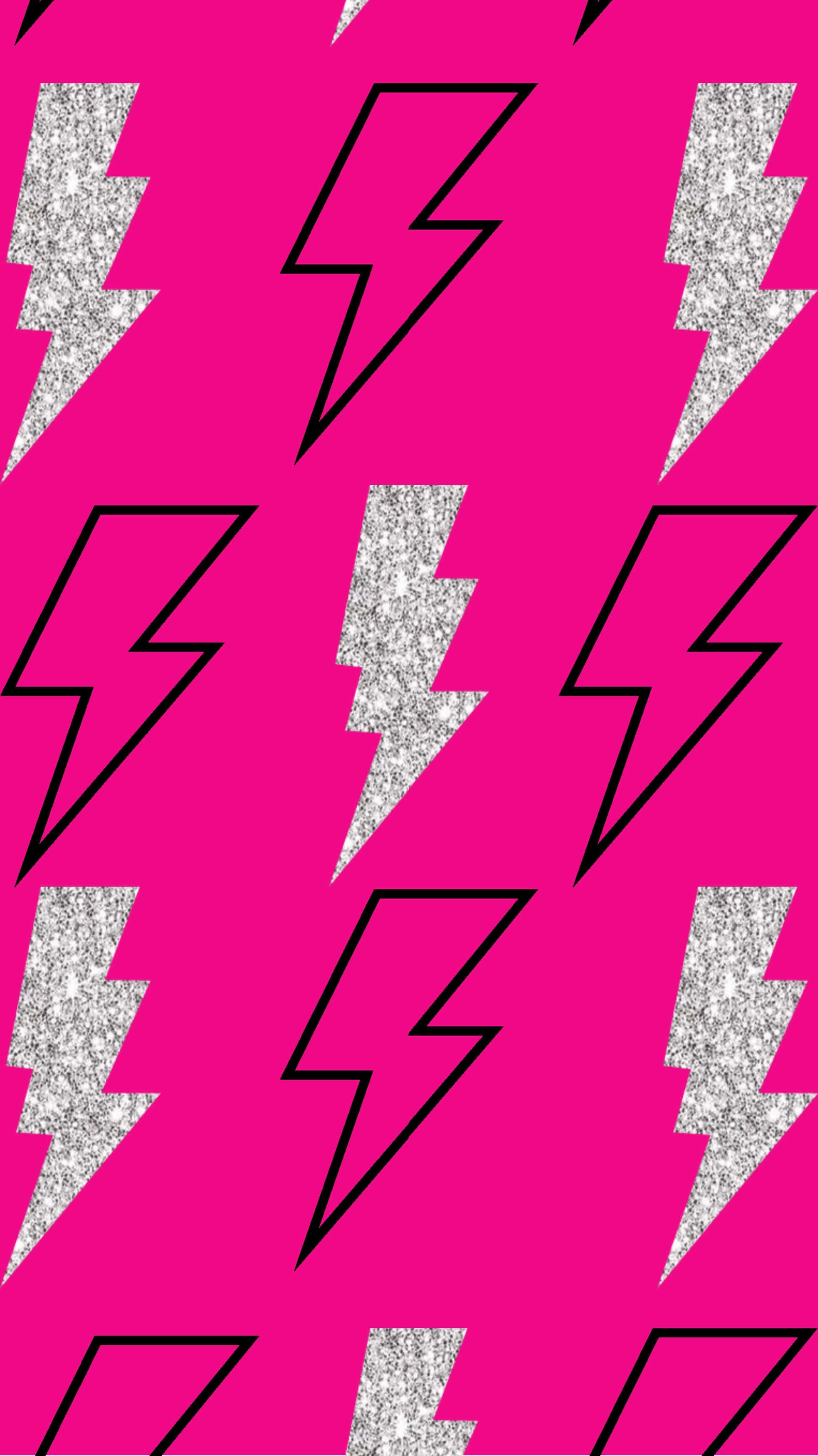 lightning bolt, pink, silver, 2K Phone Wallpaper