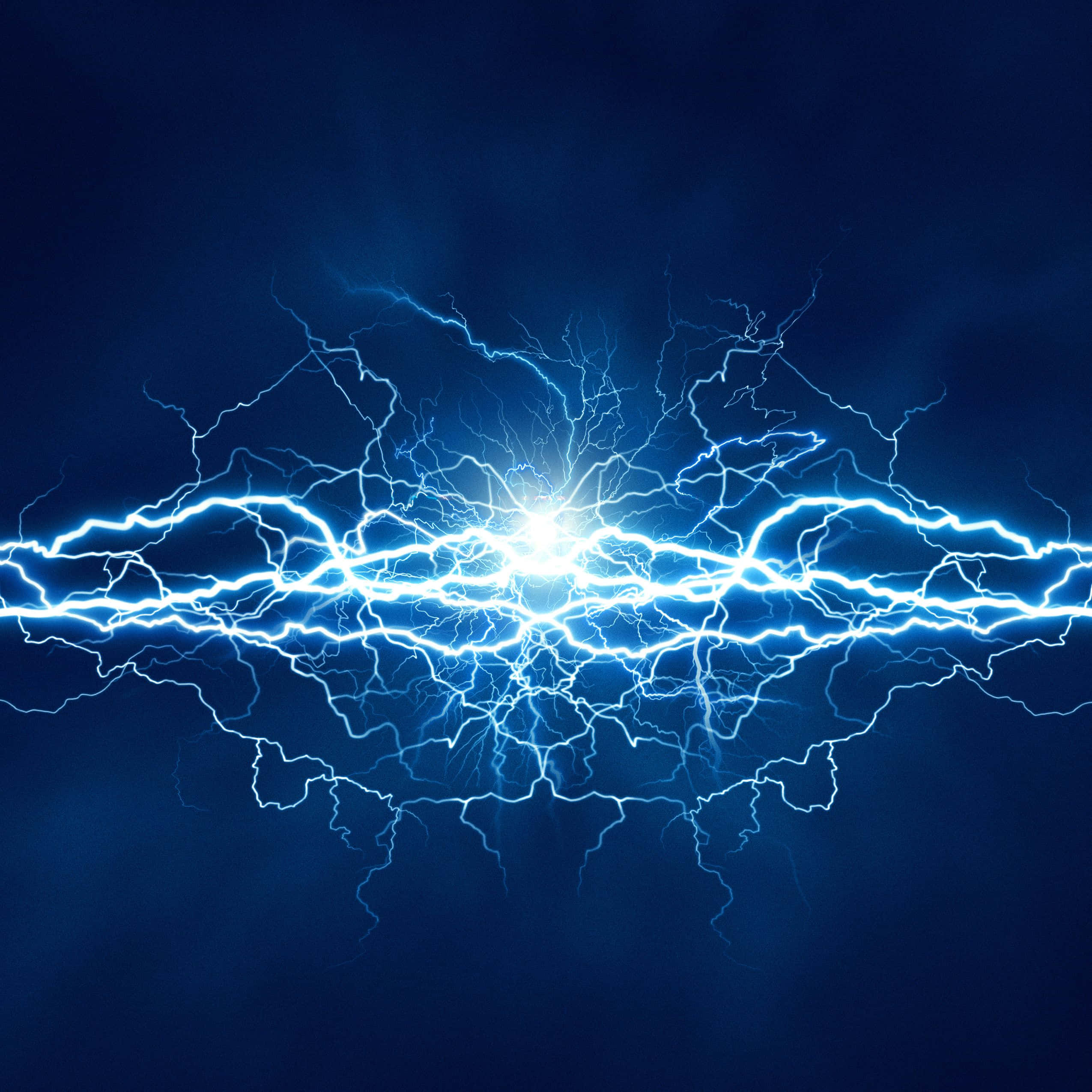 electric energy sparks, vivid blue lightning bolts, central bright core, Full HD Desktop Wallpaper