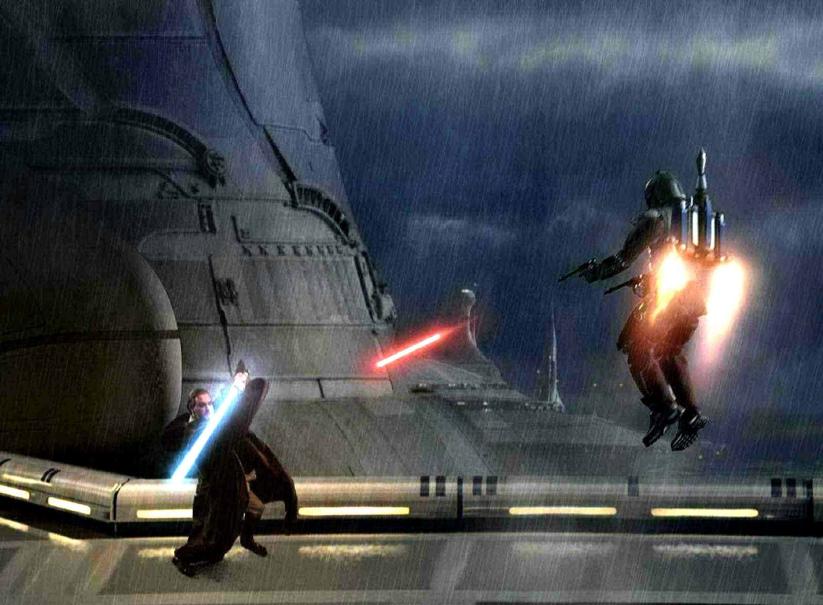 Lightsaber Duel, blue lightsaber, red lightsaber, HD Desktop Wallpaper