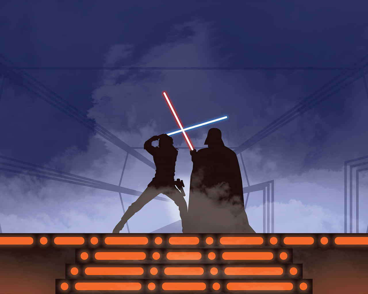 Lightsaber Duel, red lightsabers, blue lightsabers, HD Desktop Wallpaper