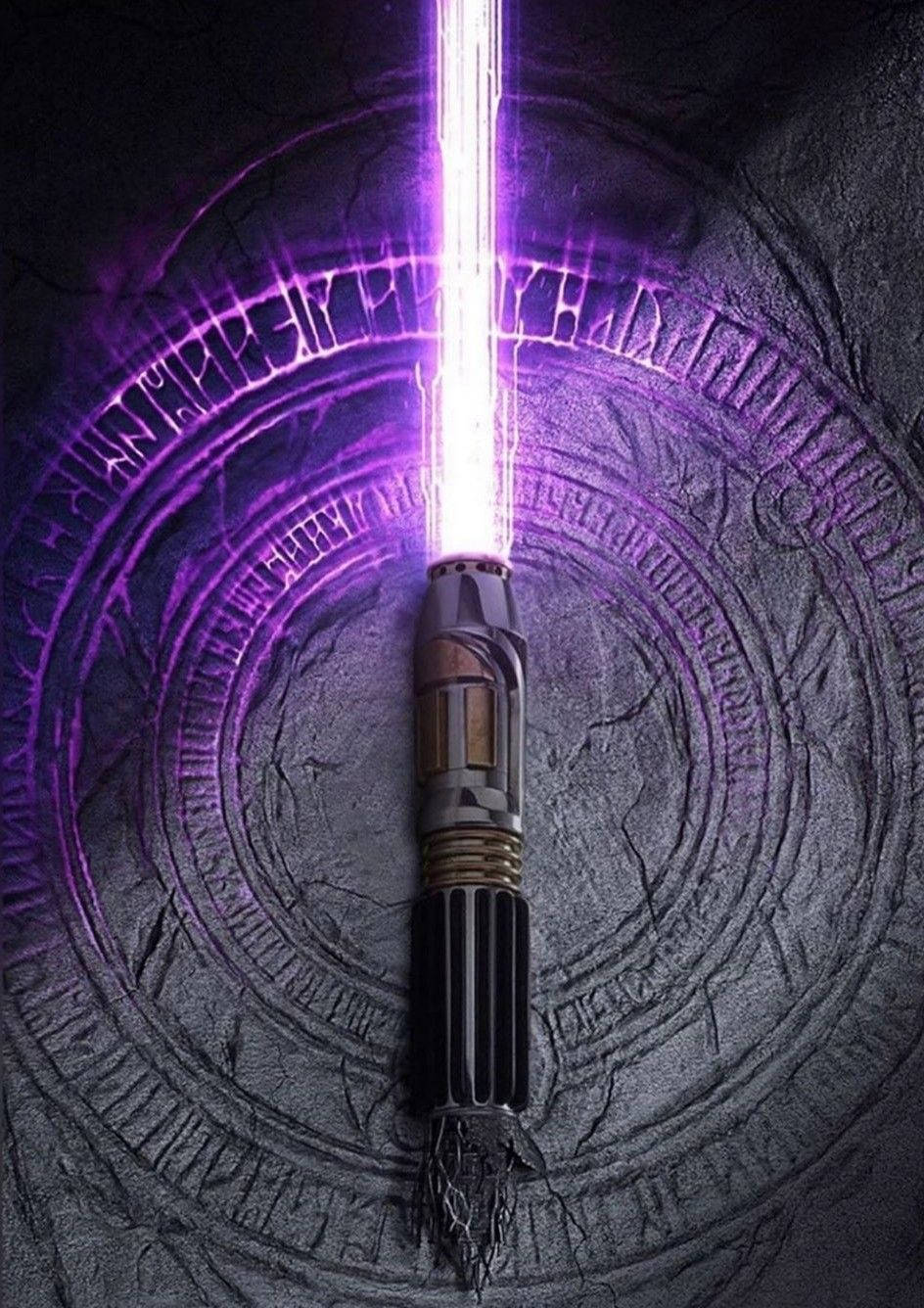 purple lightsaber, tomb, dark stone circle, HD Phone Wallpaper