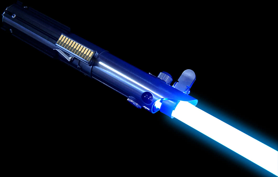 blue lightsaber, metallic hilt, pure black background, SD Desktop Wallpaper