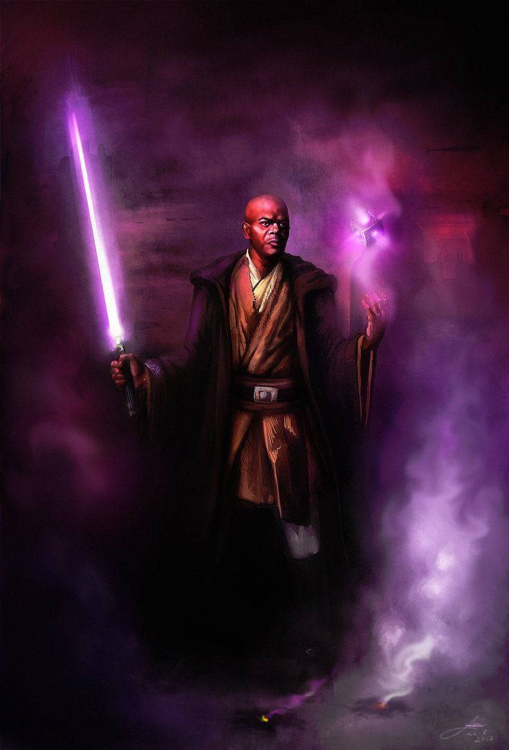 purple lightsaber, amethyst cube, bald Jedi warrior, SD Phone Wallpaper